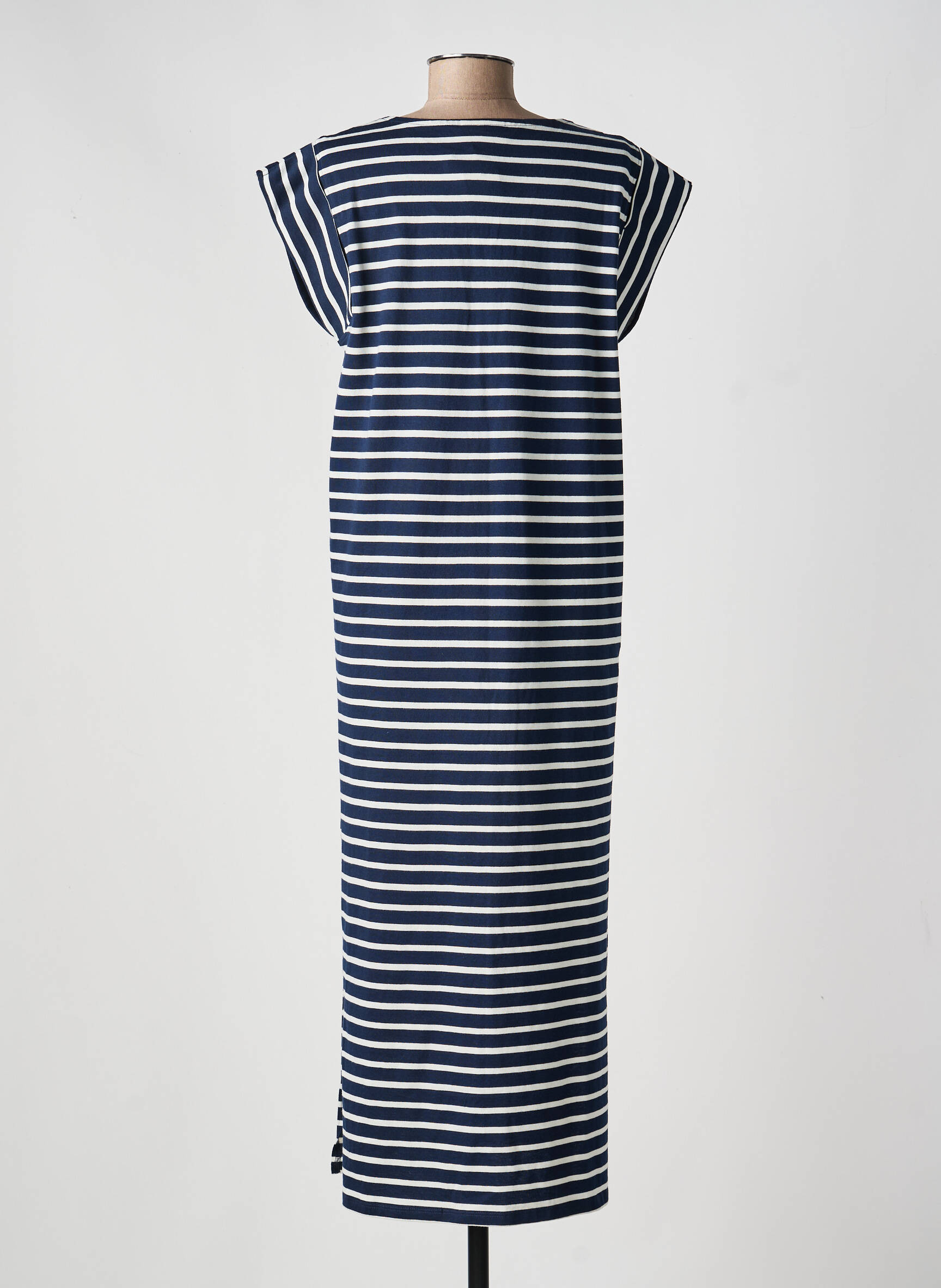 Rochie lungă mâneci scurte mâneci scurte albastru ELLE EST OU LA MER femeie