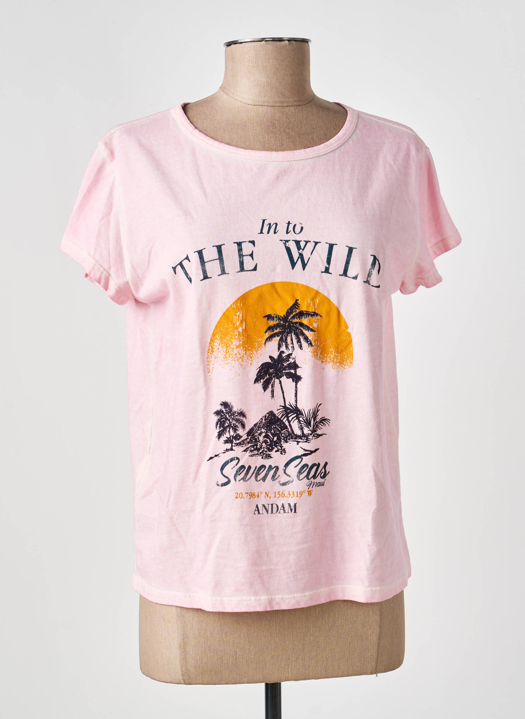 Tricou croială dreaptă mâneci scurte roz ANDAM femeie