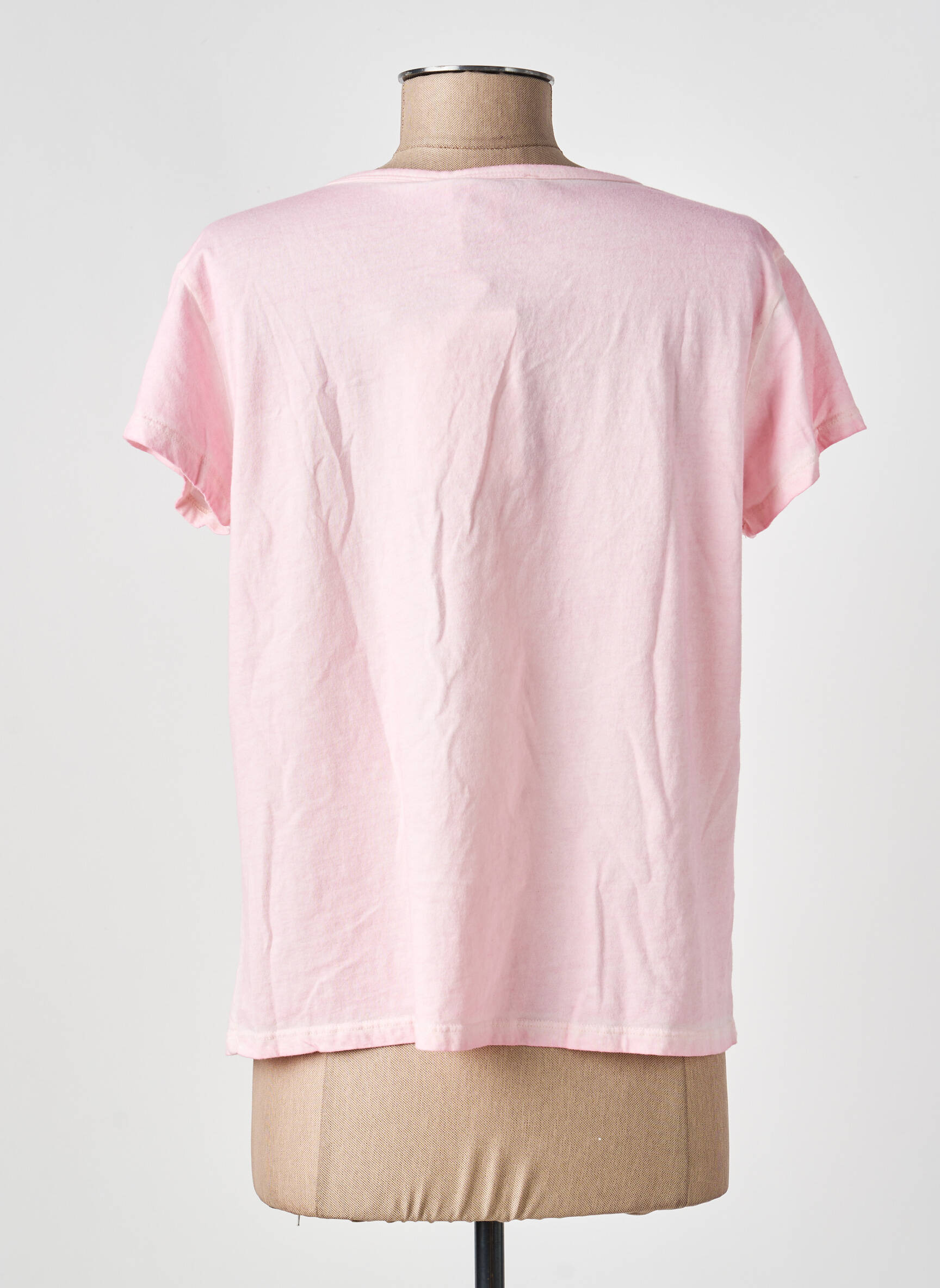 Tricou croială dreaptă mâneci scurte roz ANDAM femeie