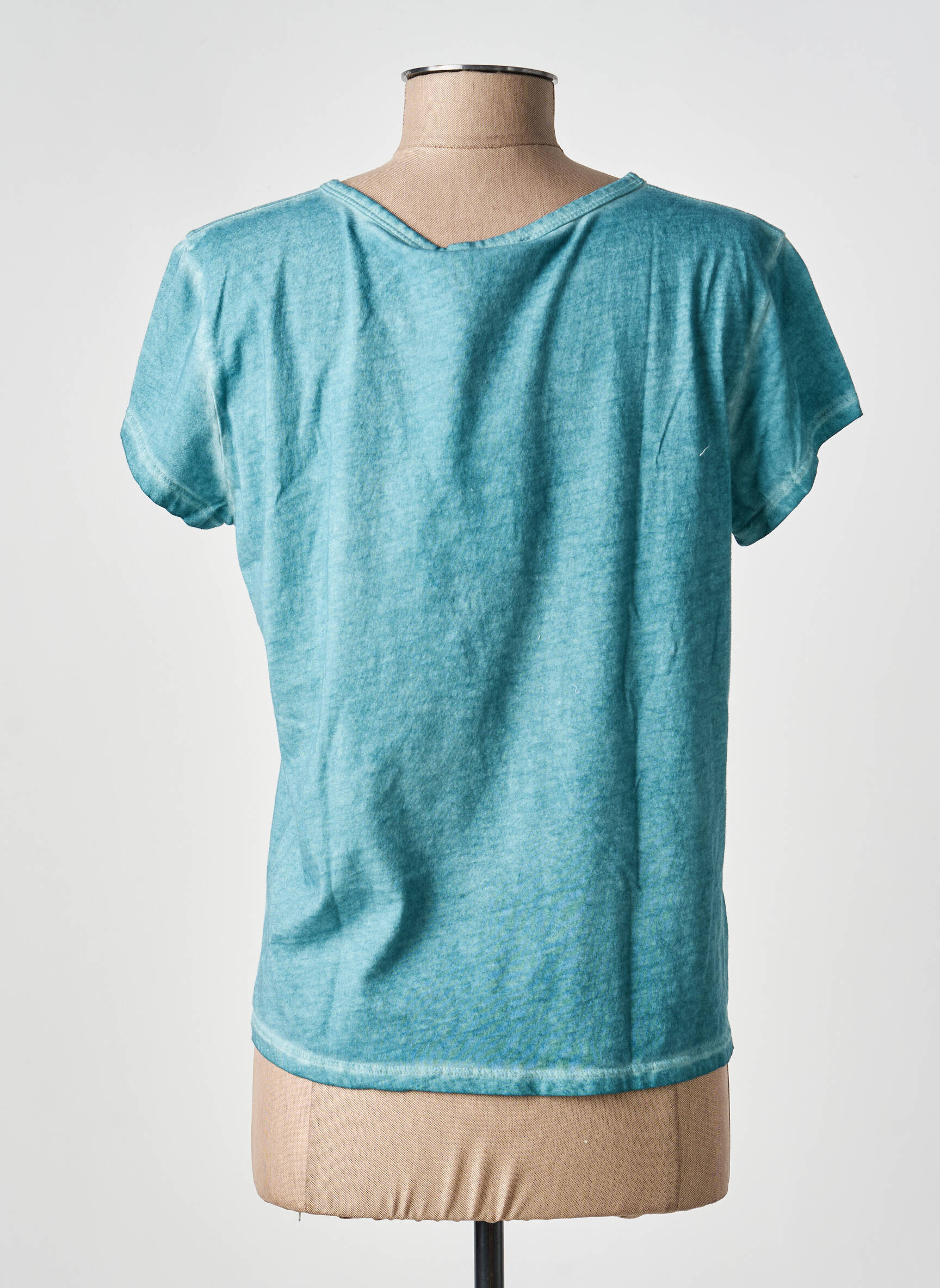 Tricou croială dreaptă mâneci scurte albastru ANDAM femeie
