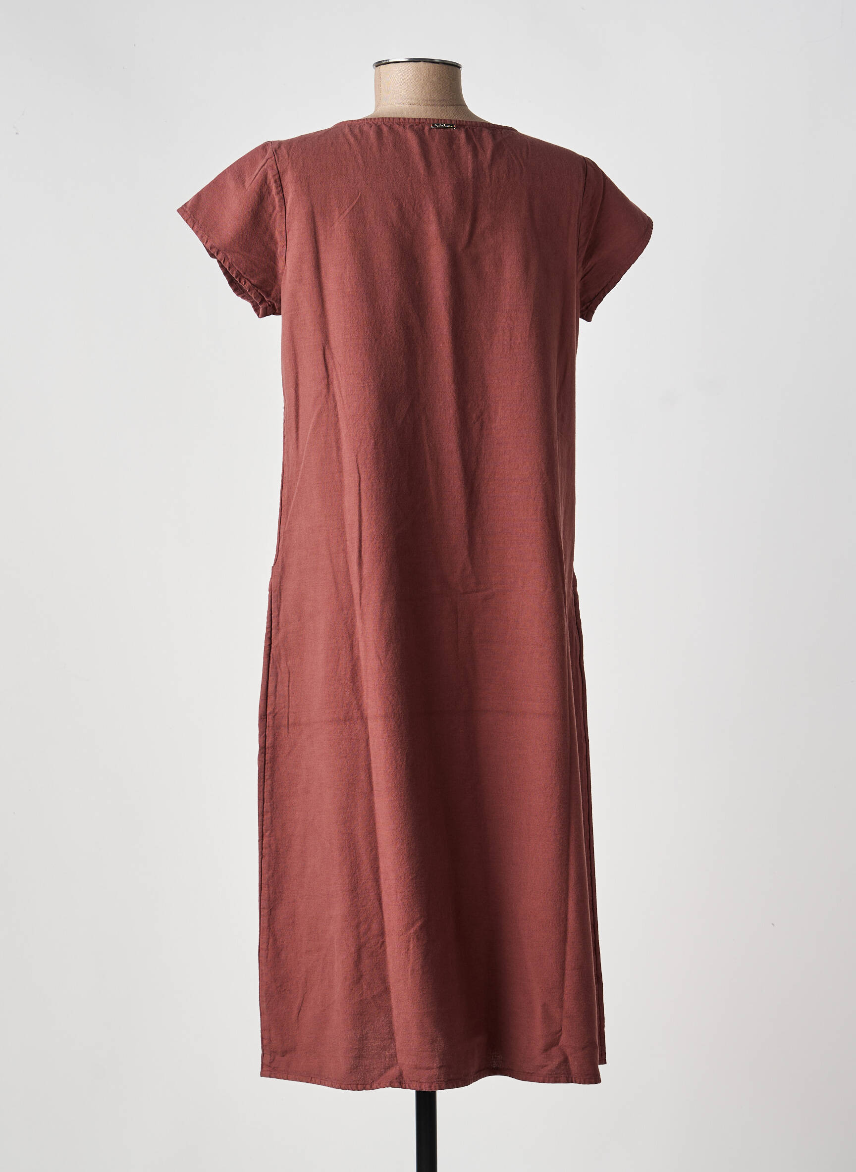 Rochie midi țesătură crep mâneci scurte maro AGATHE & LOUISE femeie