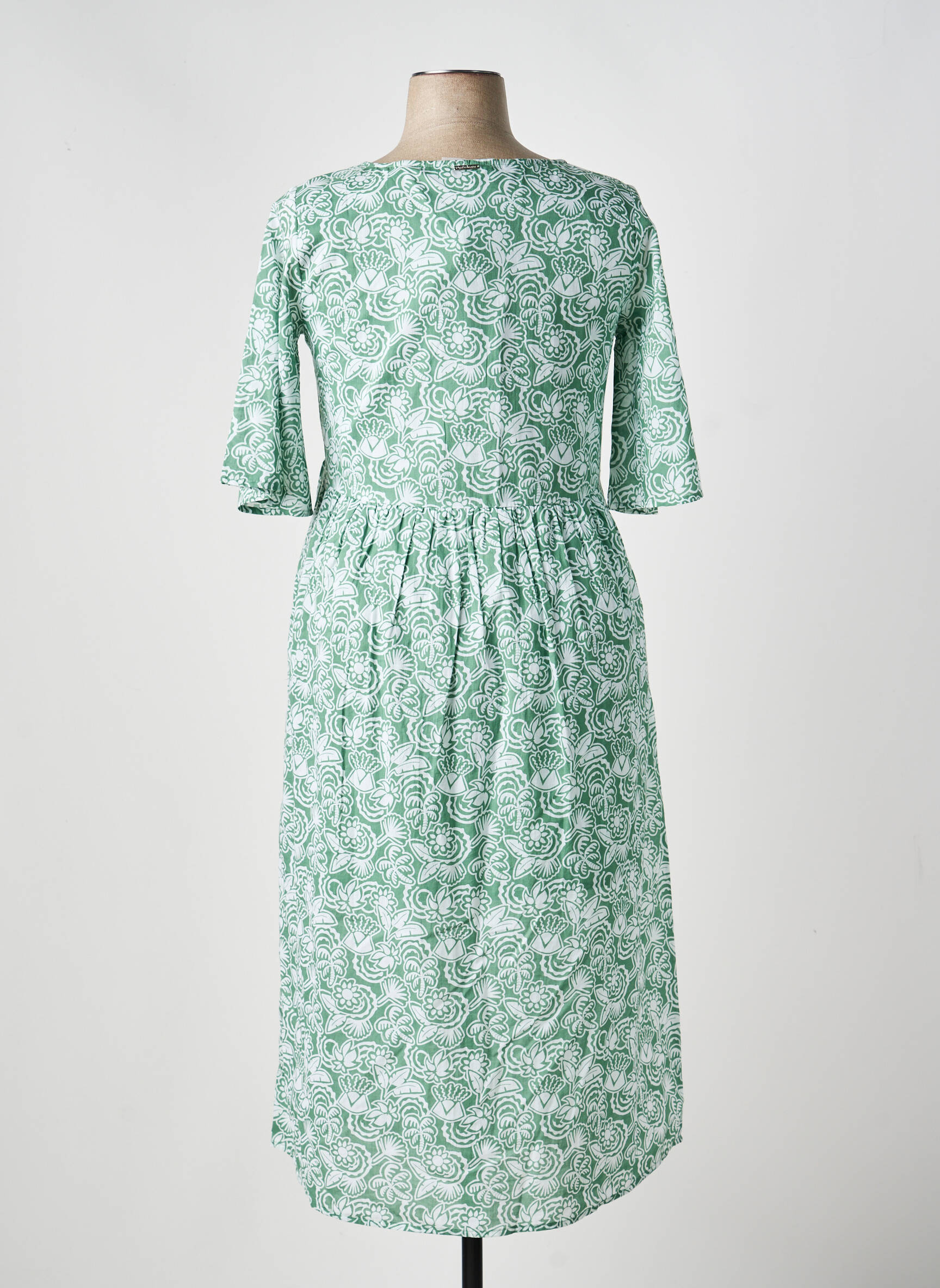 Rochie lungă croială evazată mâneci scurte verde AGATHE & LOUISE femeie
