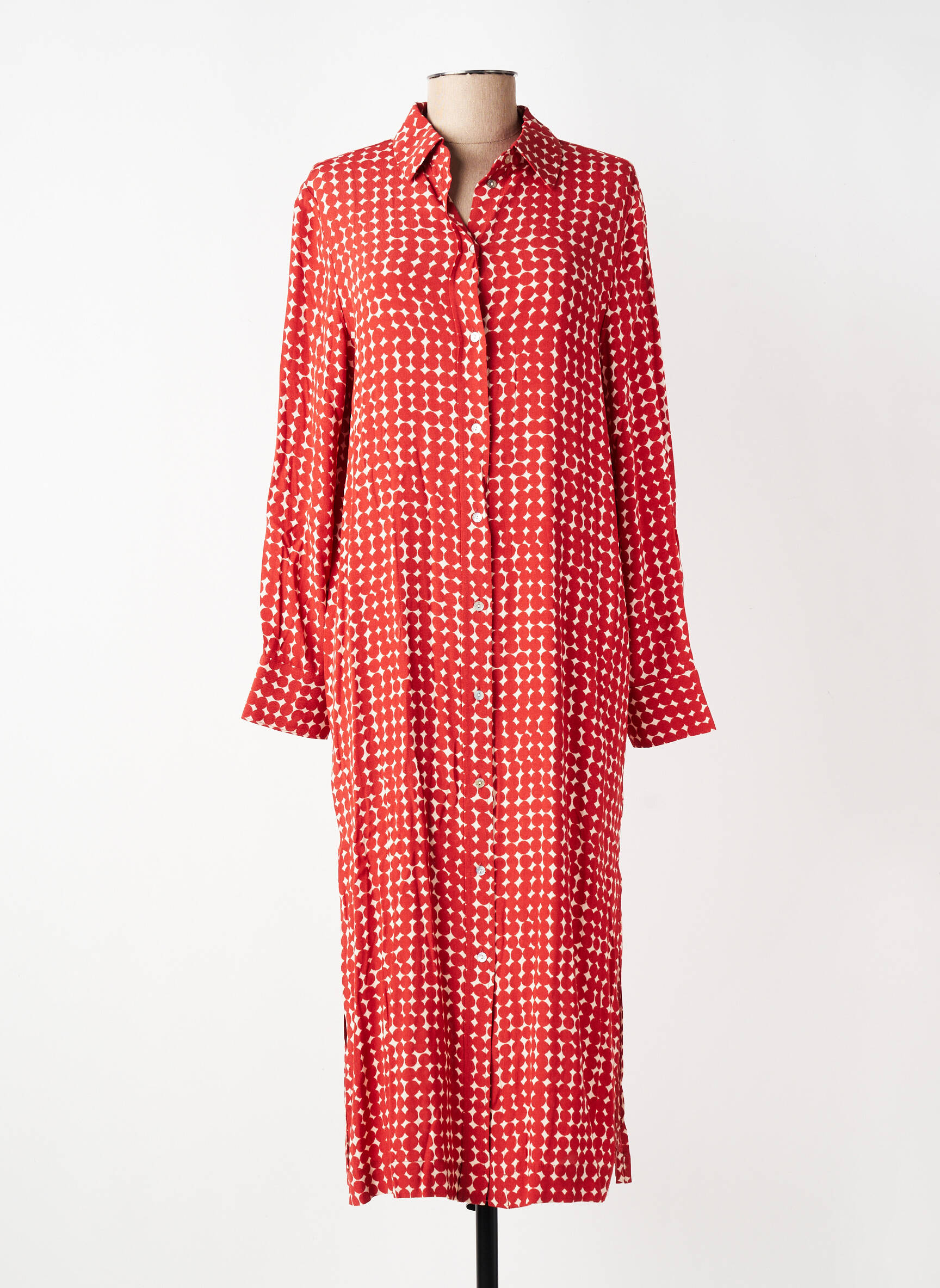 Rochie midi croială fluidă mâneci lungi portocalie YERSE femeie