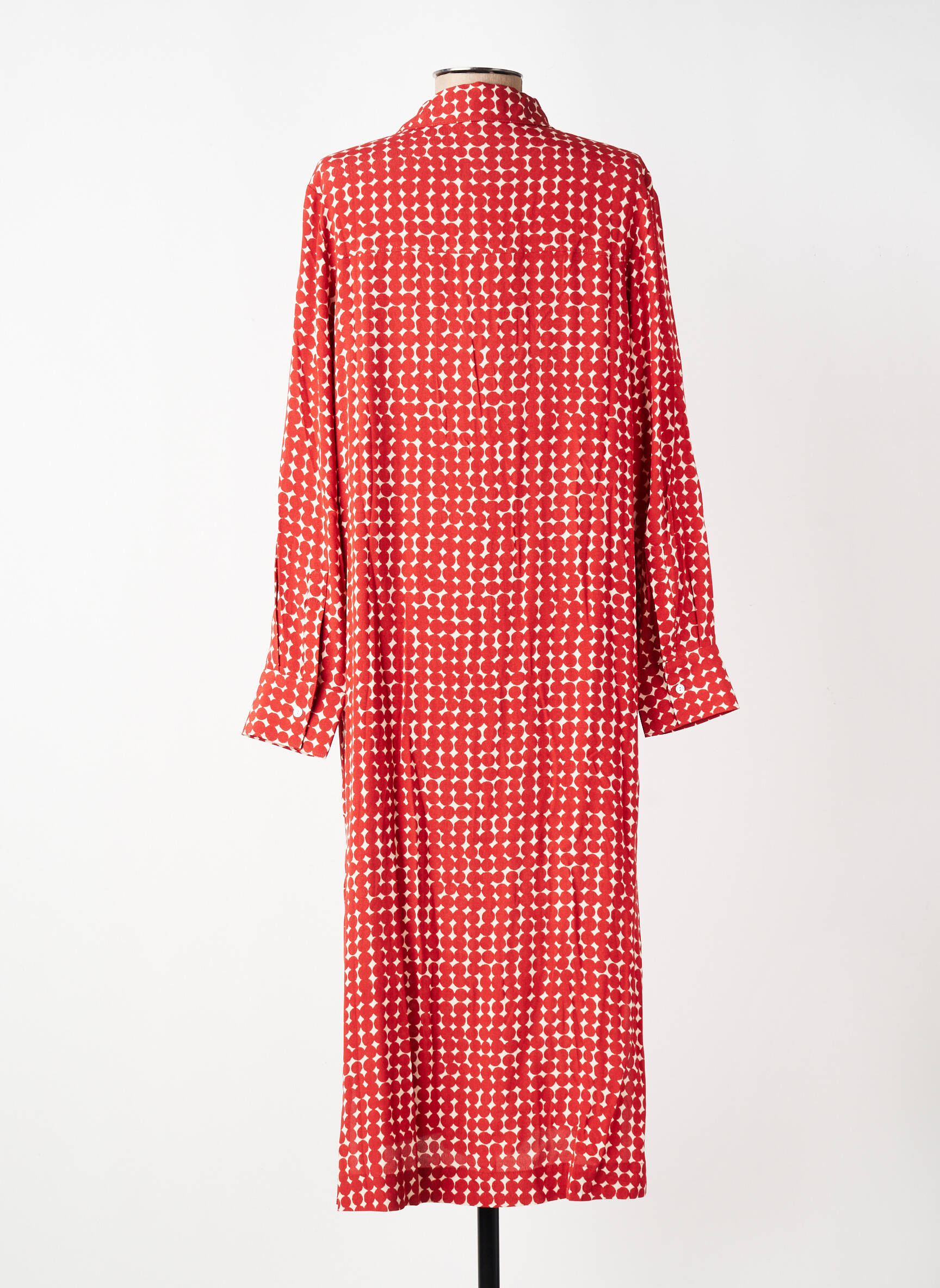 Rochie midi croială fluidă mâneci lungi portocalie YERSE femeie