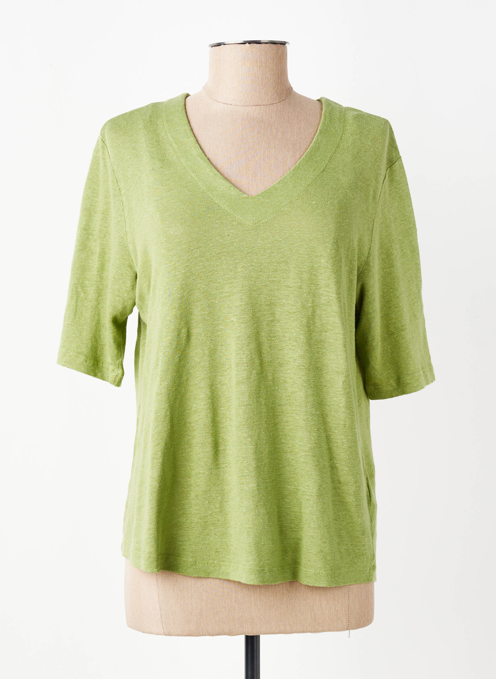 Tricou guler în v mâneci scurte verde YERSE femeie