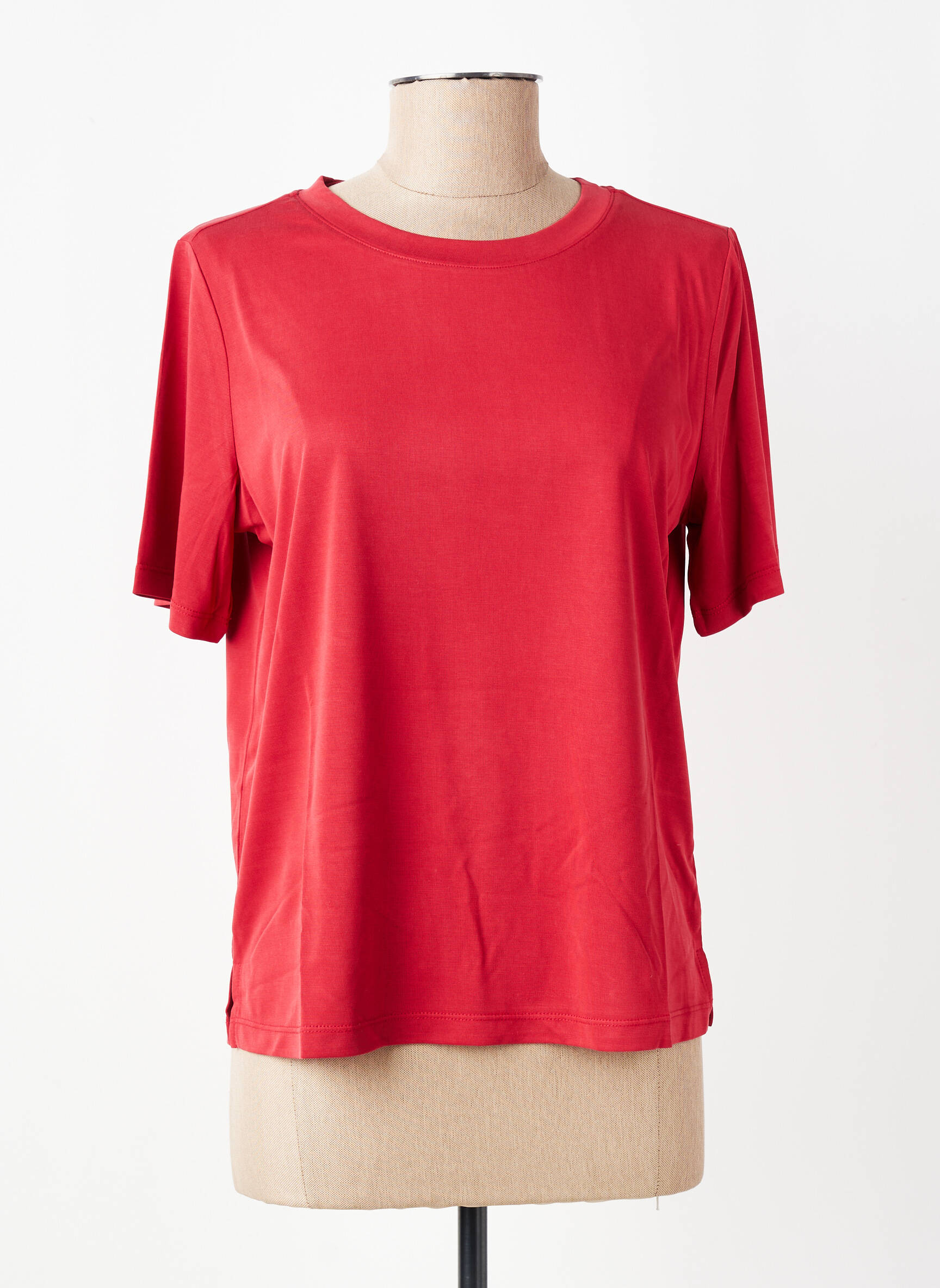 Tricou croială dreaptă mâneci scurte roșu YERSE femeie