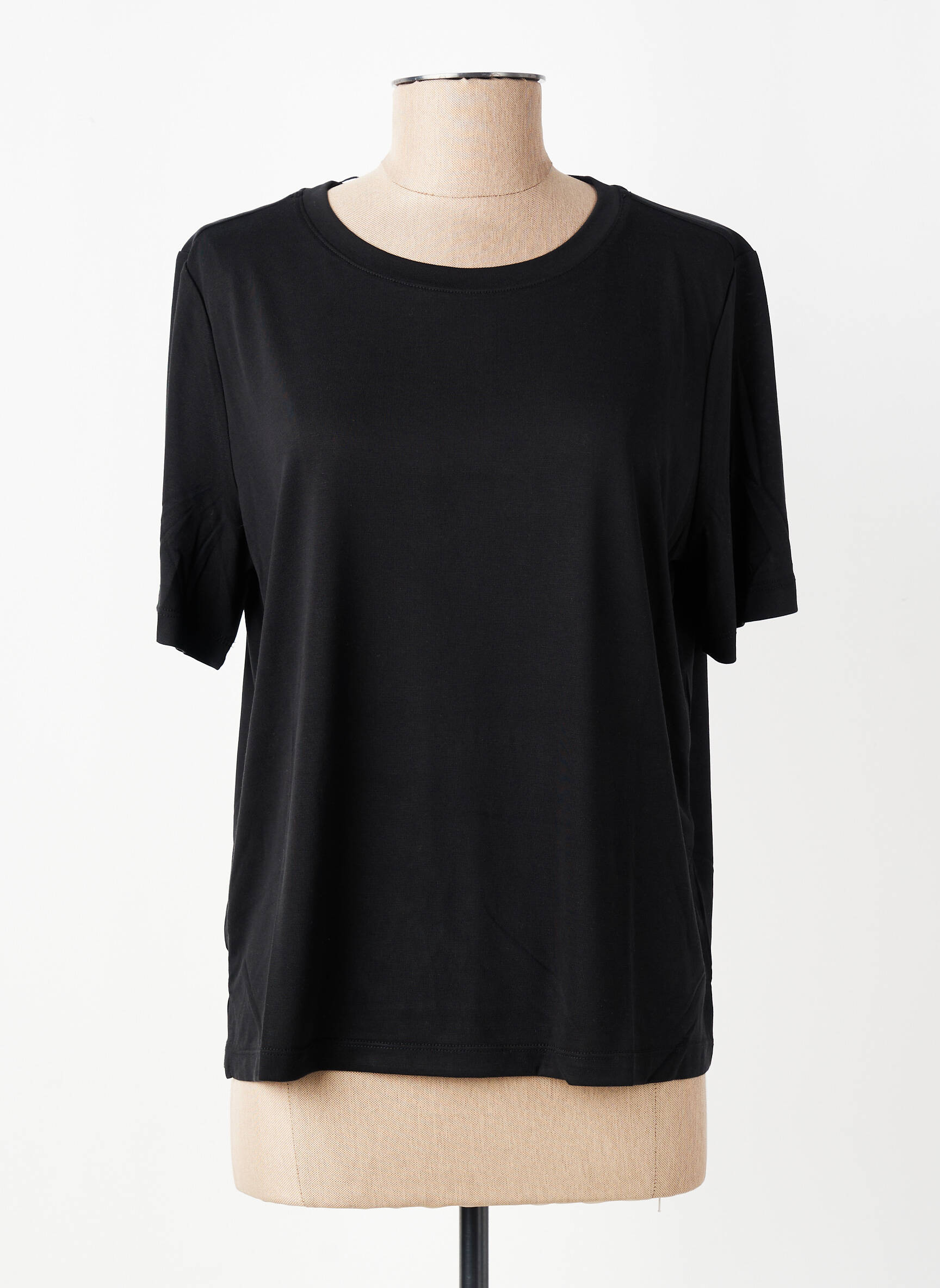 Tricou croială dreaptă mâneci scurte negru YERSE femeie