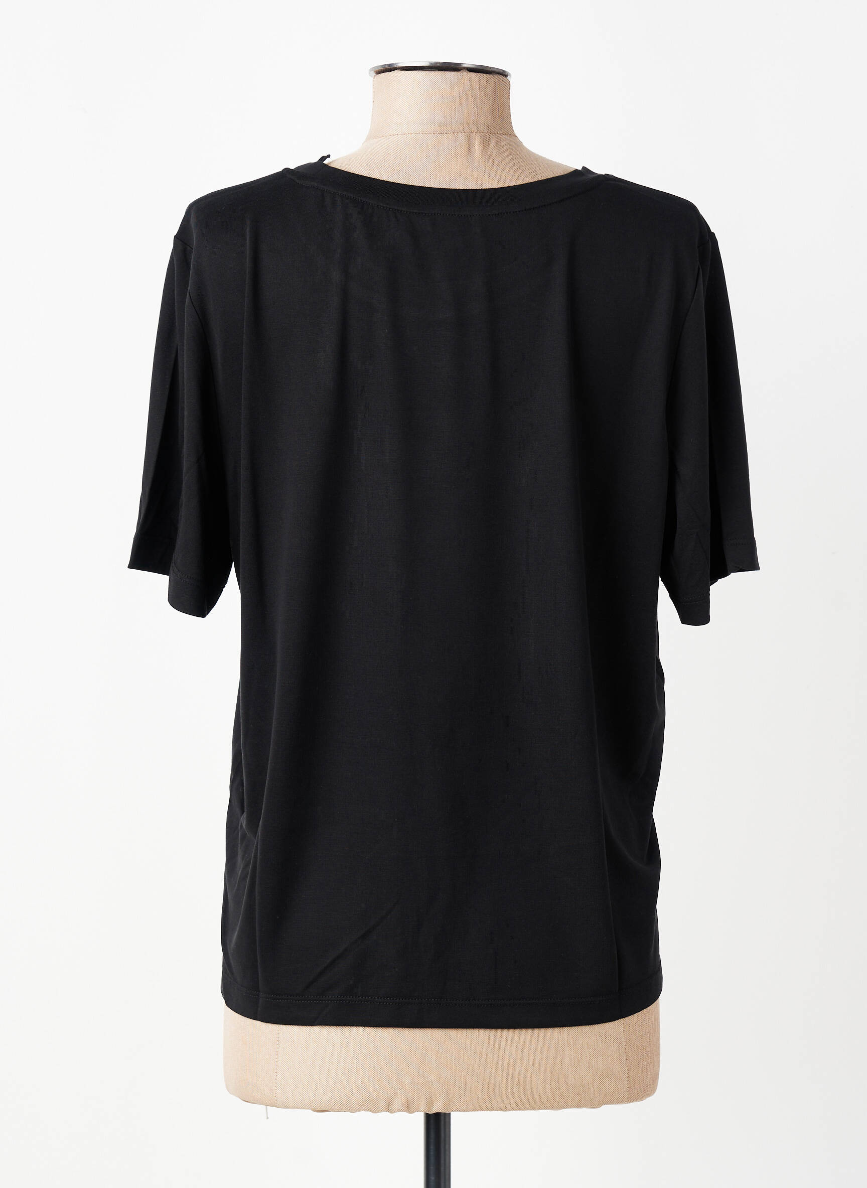 Tricou croială dreaptă mâneci scurte negru YERSE femeie
