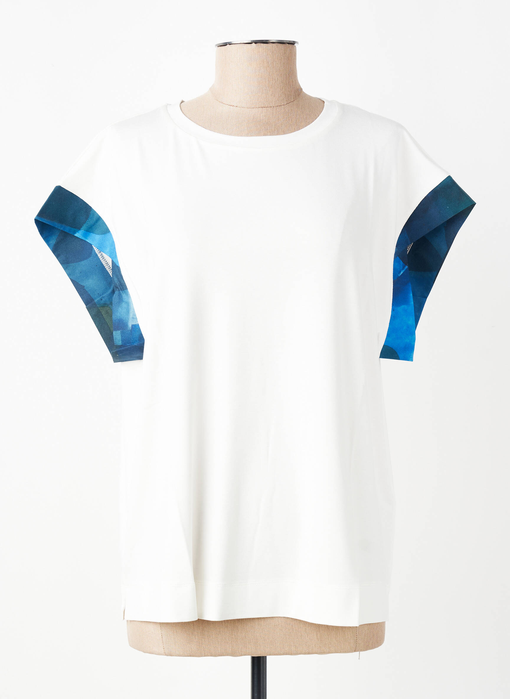 Tricou croială dreaptă mâneci scurte bej MARIA BELLENTANI femeie