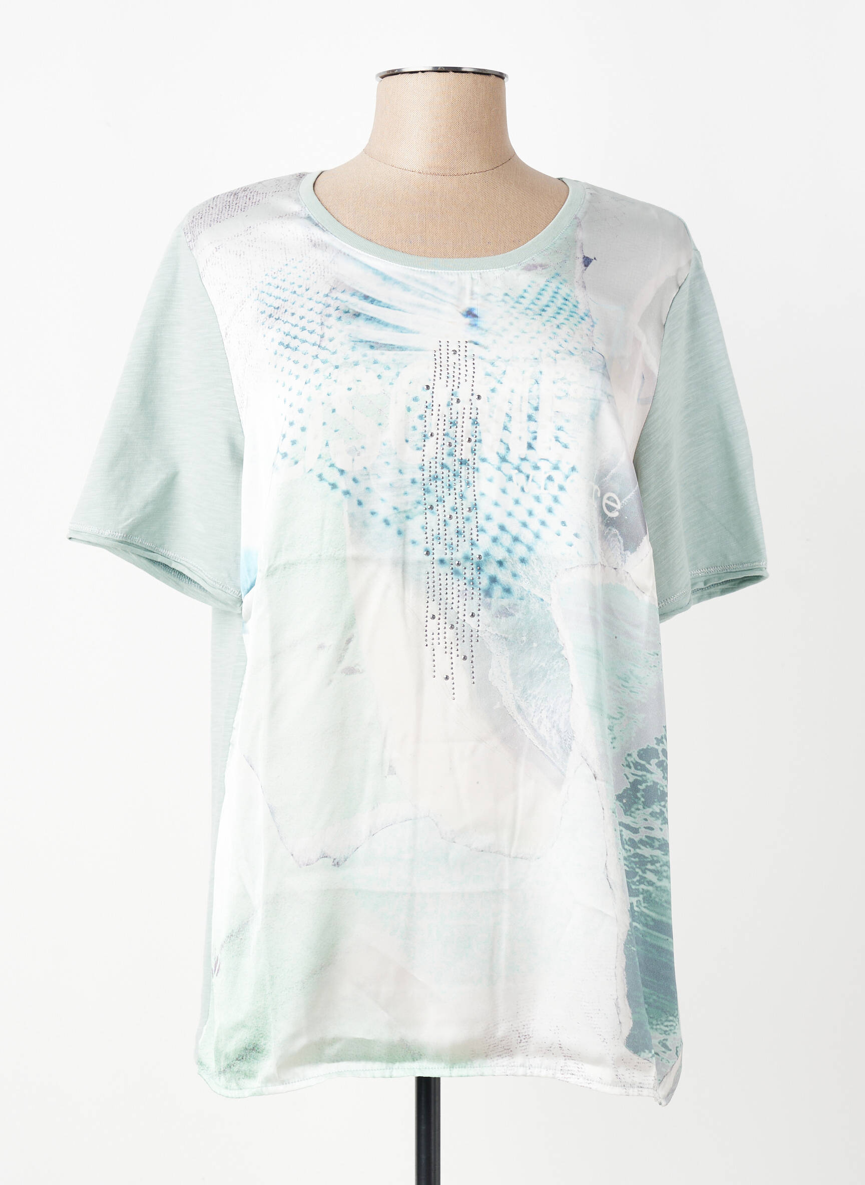 Tricou imprimeu fantezie mâneci scurte verde BARBARA LEBEK femeie