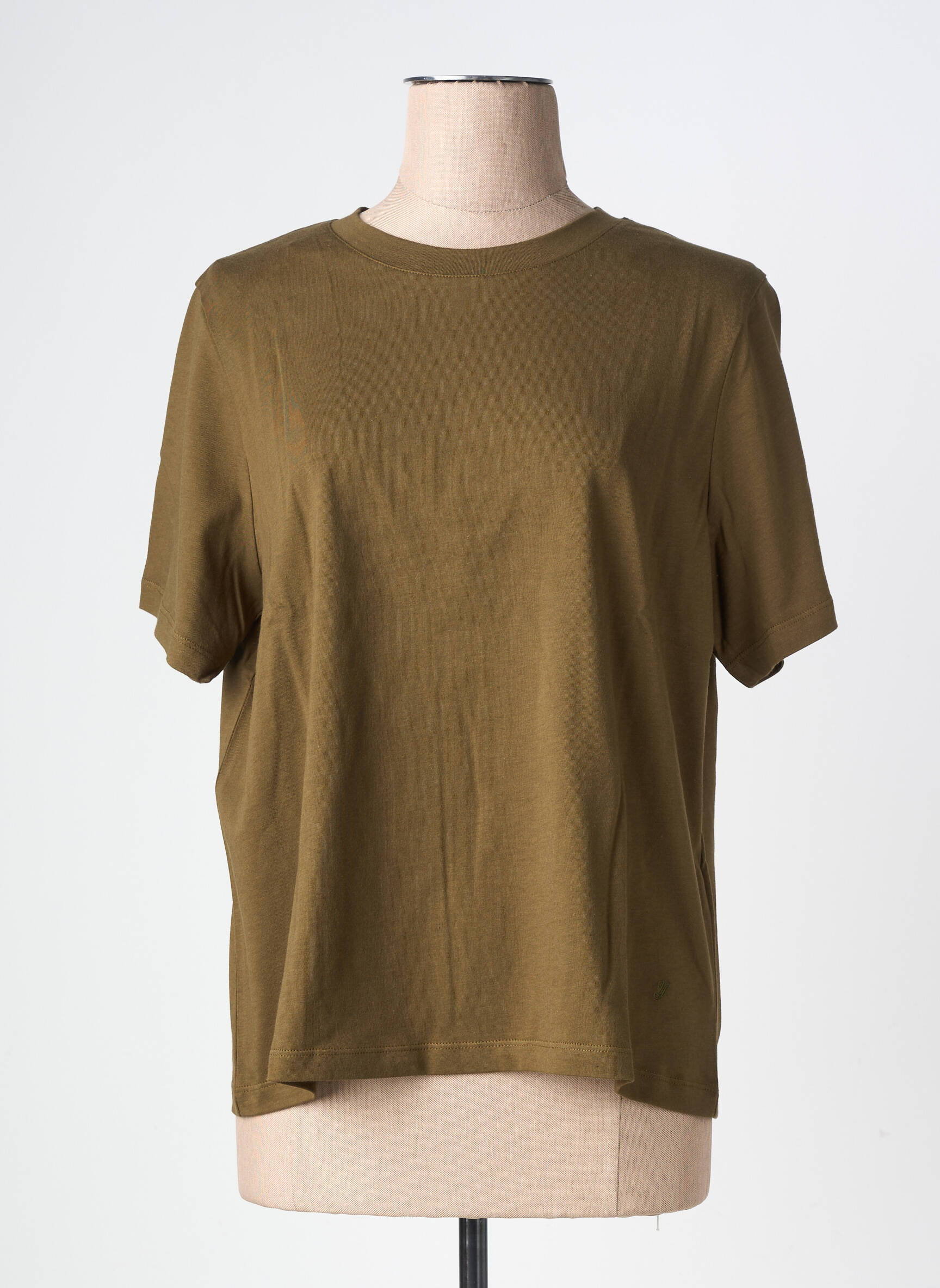 Tricou croială dreaptă mâneci scurte verde YERSE femeie