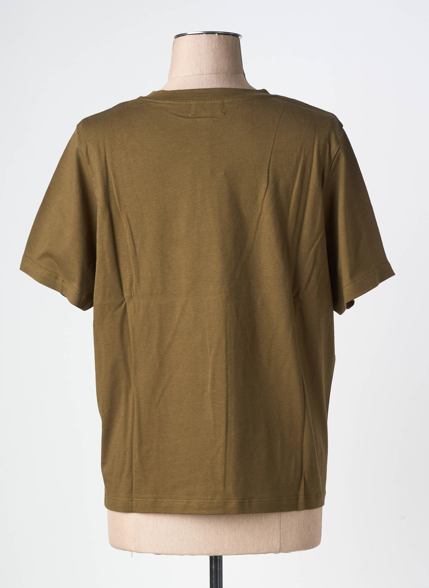 Tricou croială dreaptă mâneci scurte verde YERSE femeie
