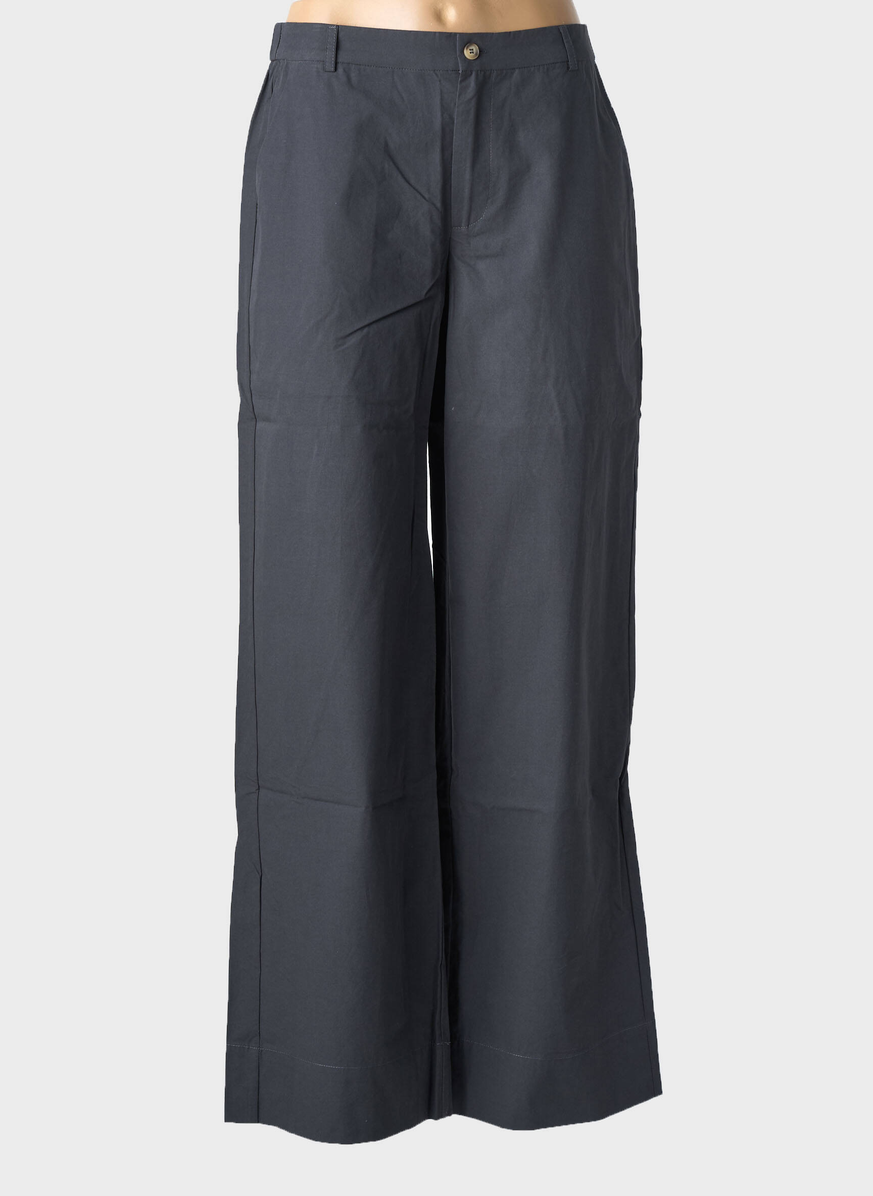 Pantalon larg țesătură poplin mărime normală gri YERSE femeie