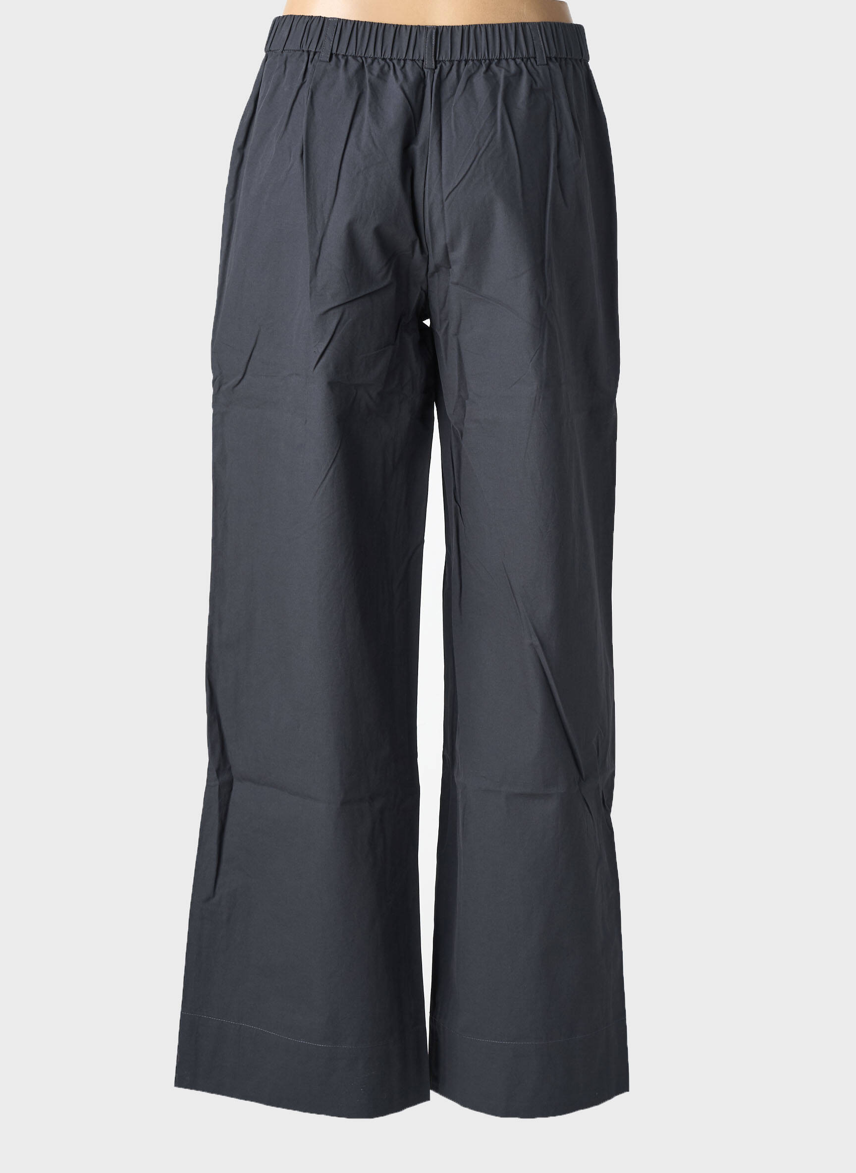 Pantalon larg țesătură poplin mărime normală gri YERSE femeie