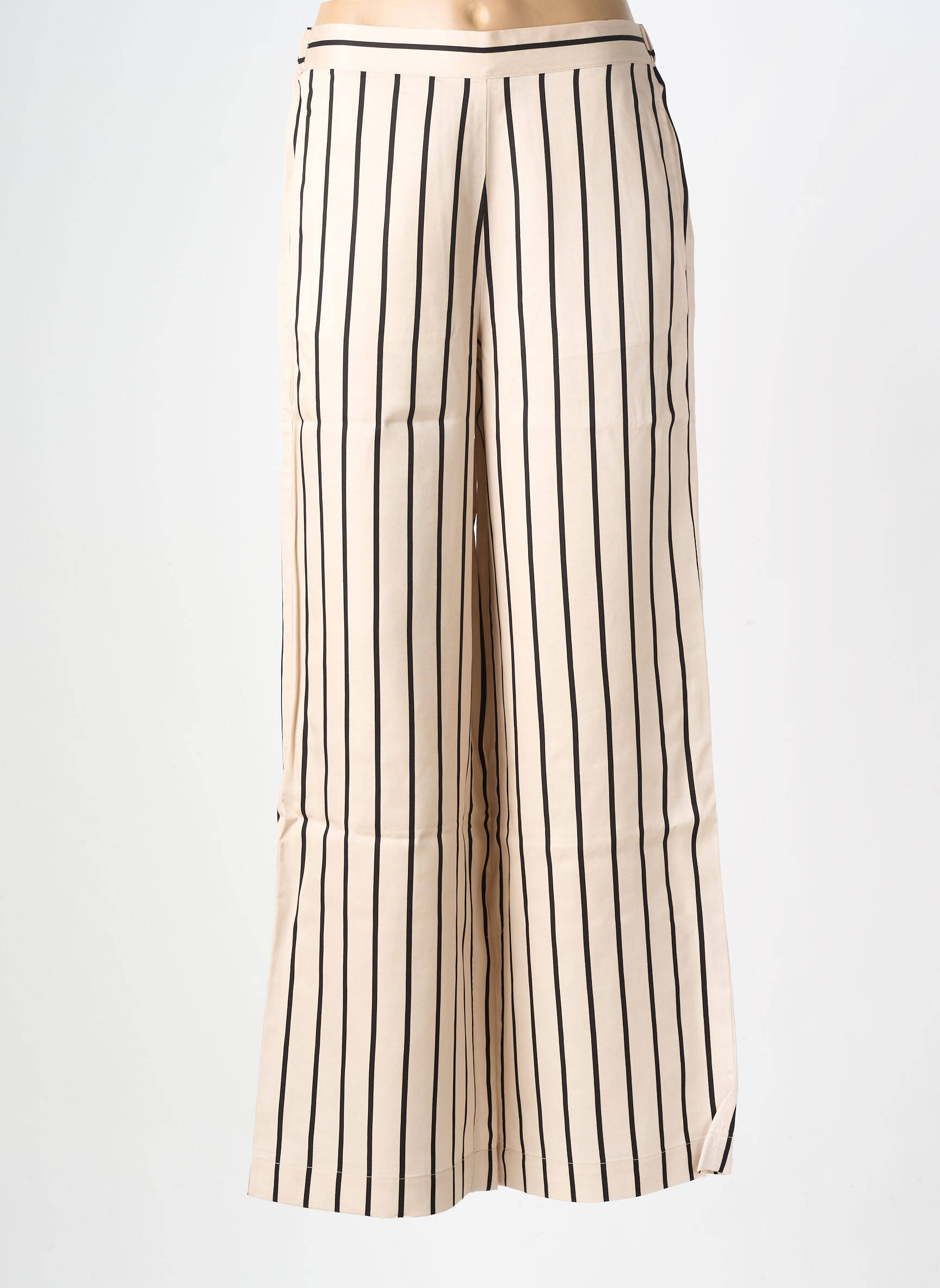 Pantalon larg țesătură poplin mărime normală bej YERSE femeie