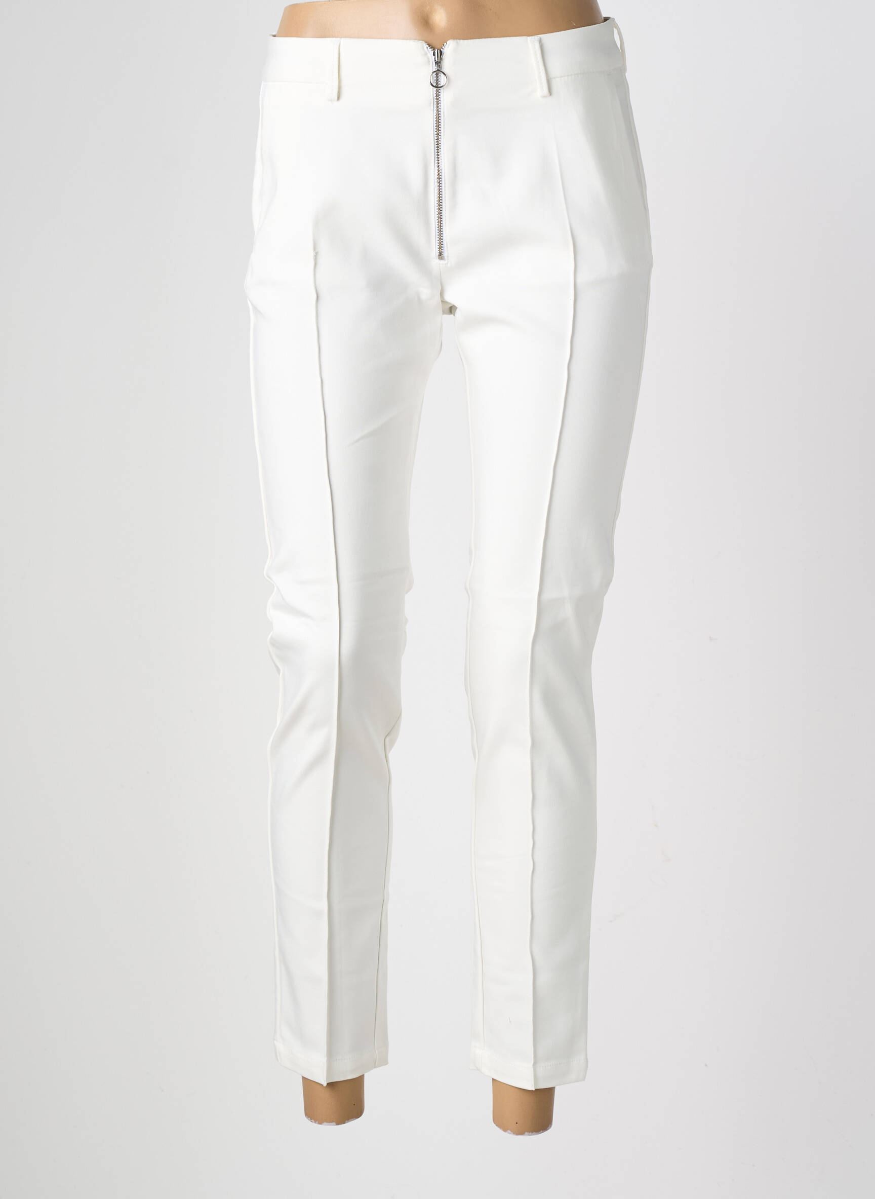 Pantalon 7/8 elasticitate mărime normală alb REIKO femeie