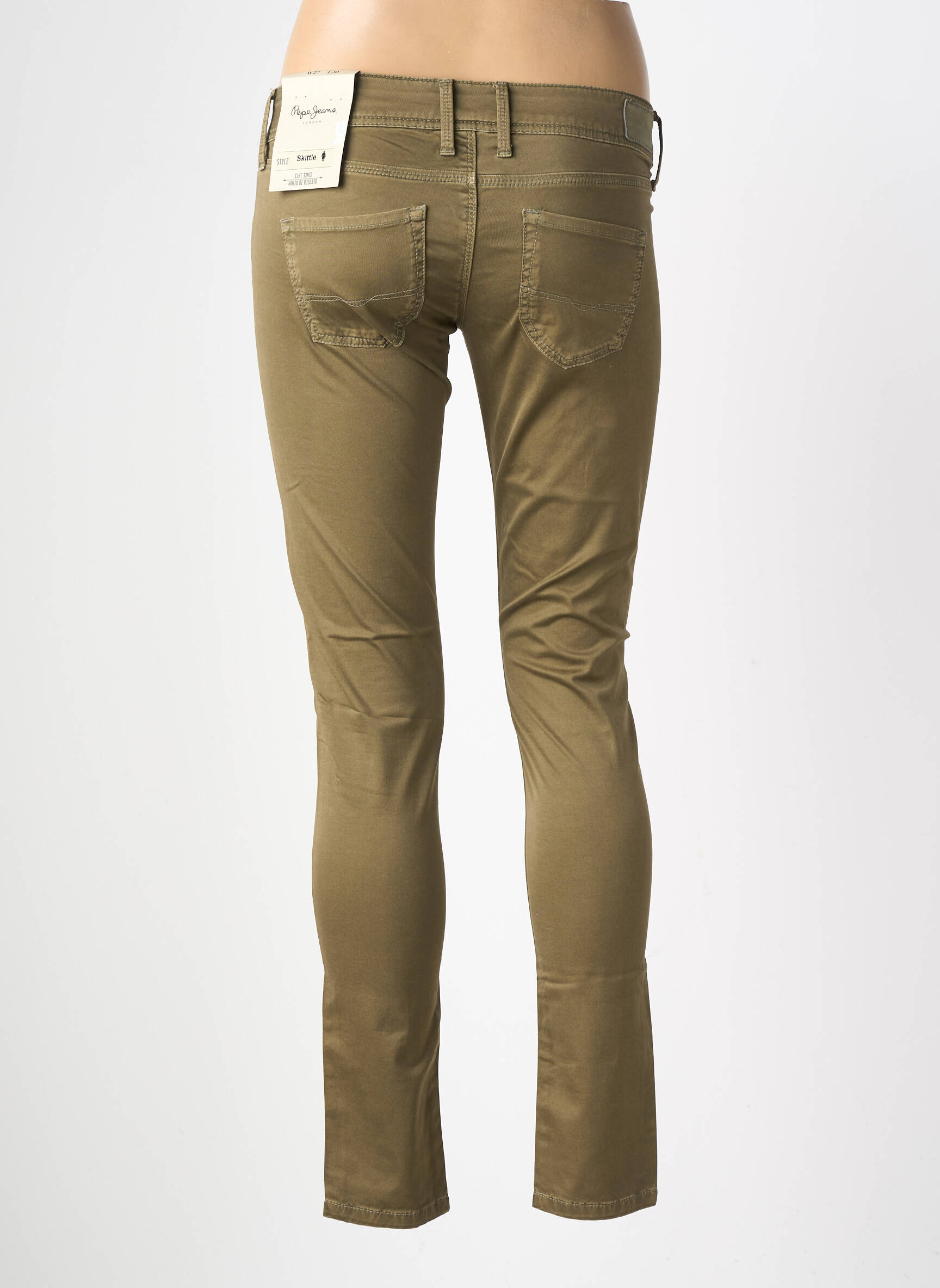 Pantalon slim țesătură poplin mărime normală verde PEPE JEANS femeie