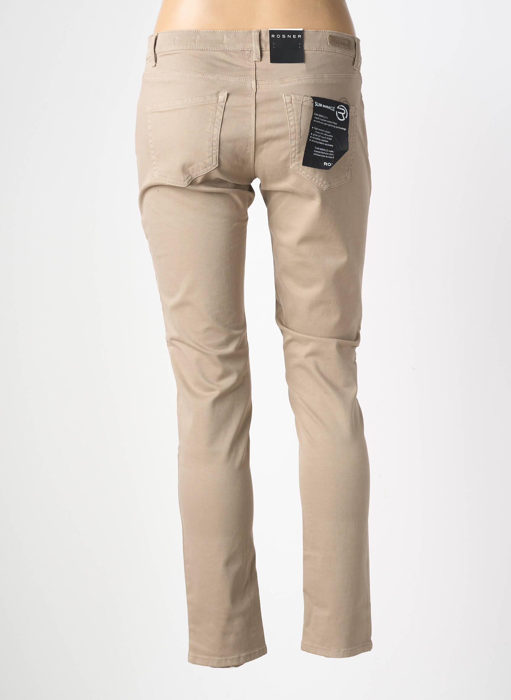 Pantalon slim țesătură poplin mărime normală maro ROSNER femeie