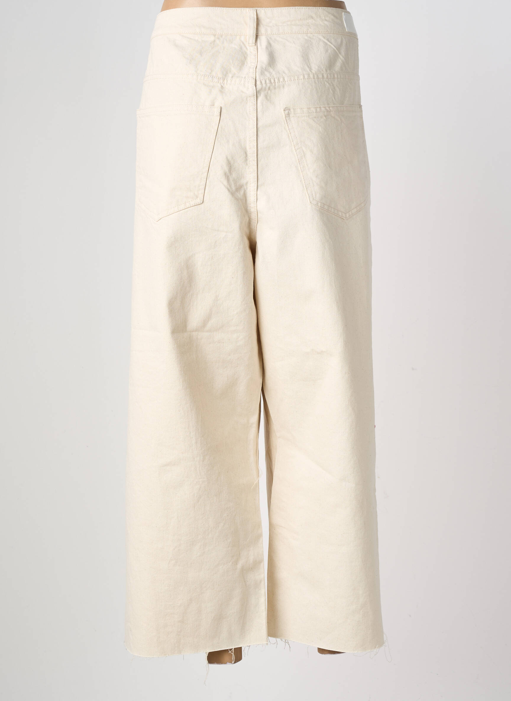 Pantalon larg închidere cu fermoar sub clapetă cu nasturi mărime normală bej VERO MODA femeie