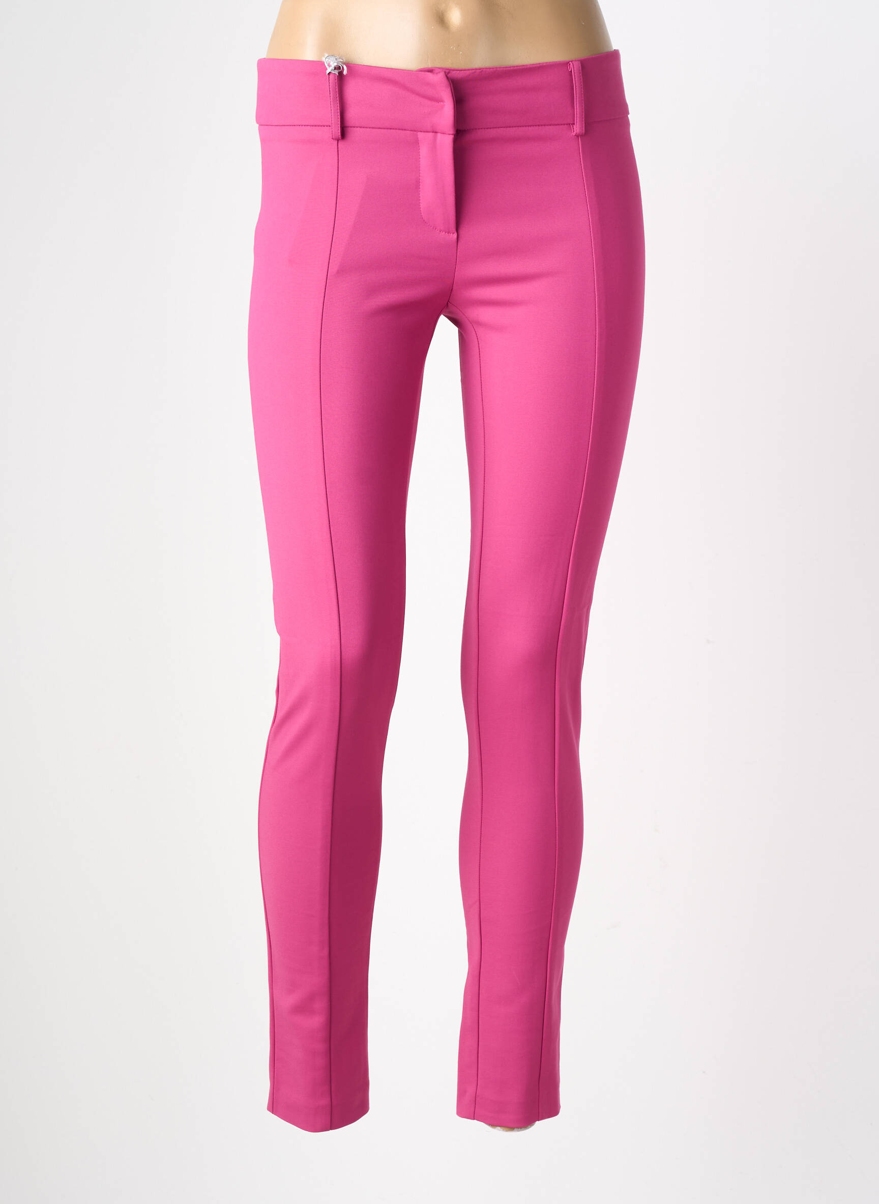 Pantalon slim țesătură poplin mărime normală roz PATRIZIA PEPE femeie