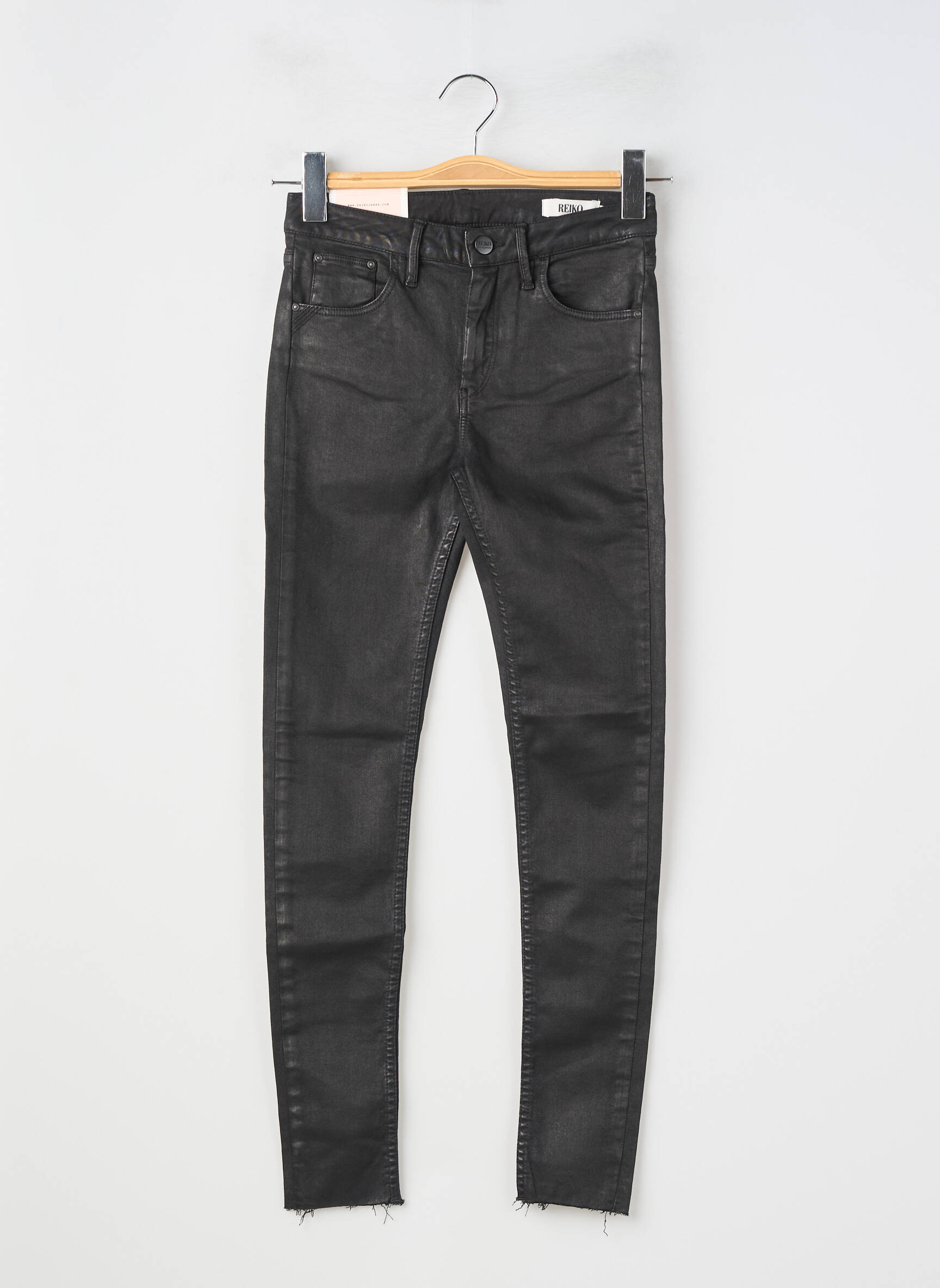 Pantalon slim țesătură acoperită mărime normală negru REIKO femeie