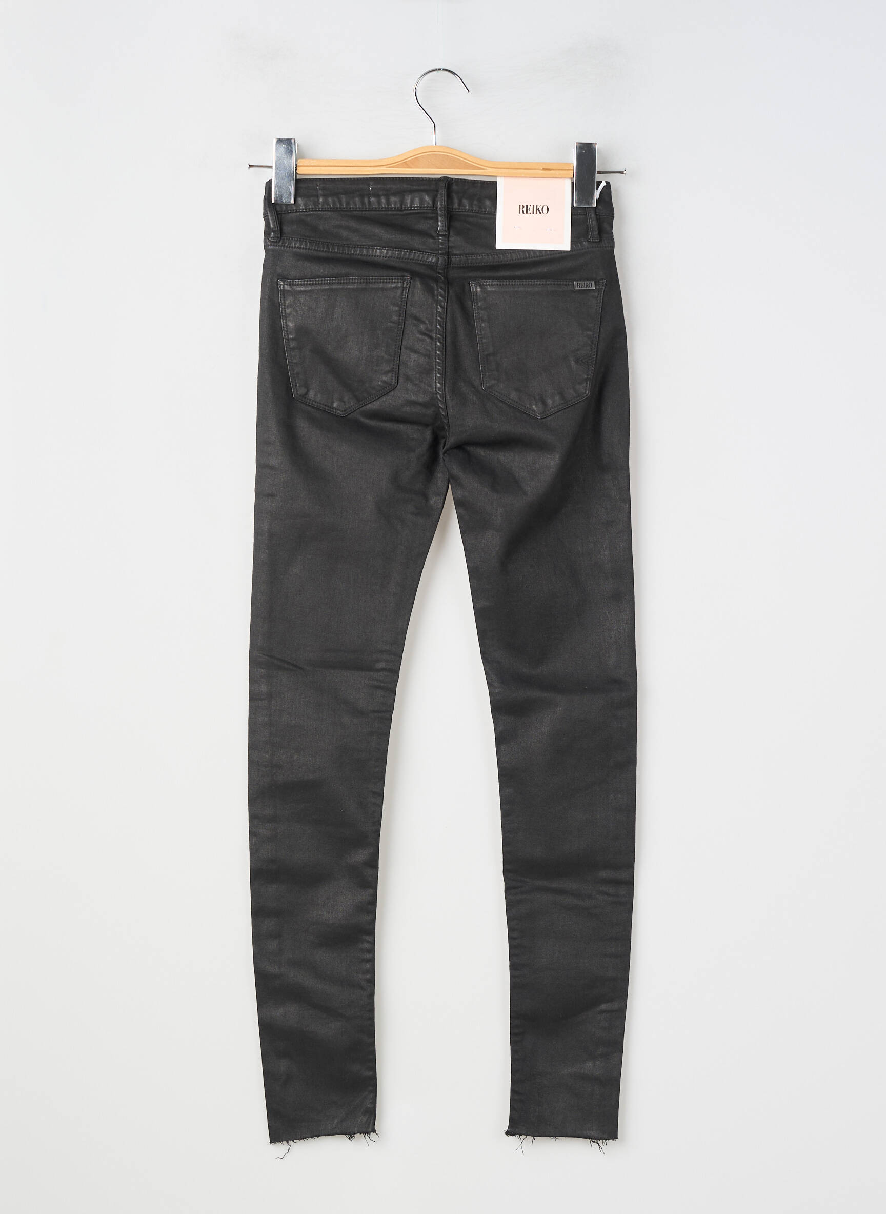 Pantalon slim țesătură acoperită mărime normală negru REIKO femeie
