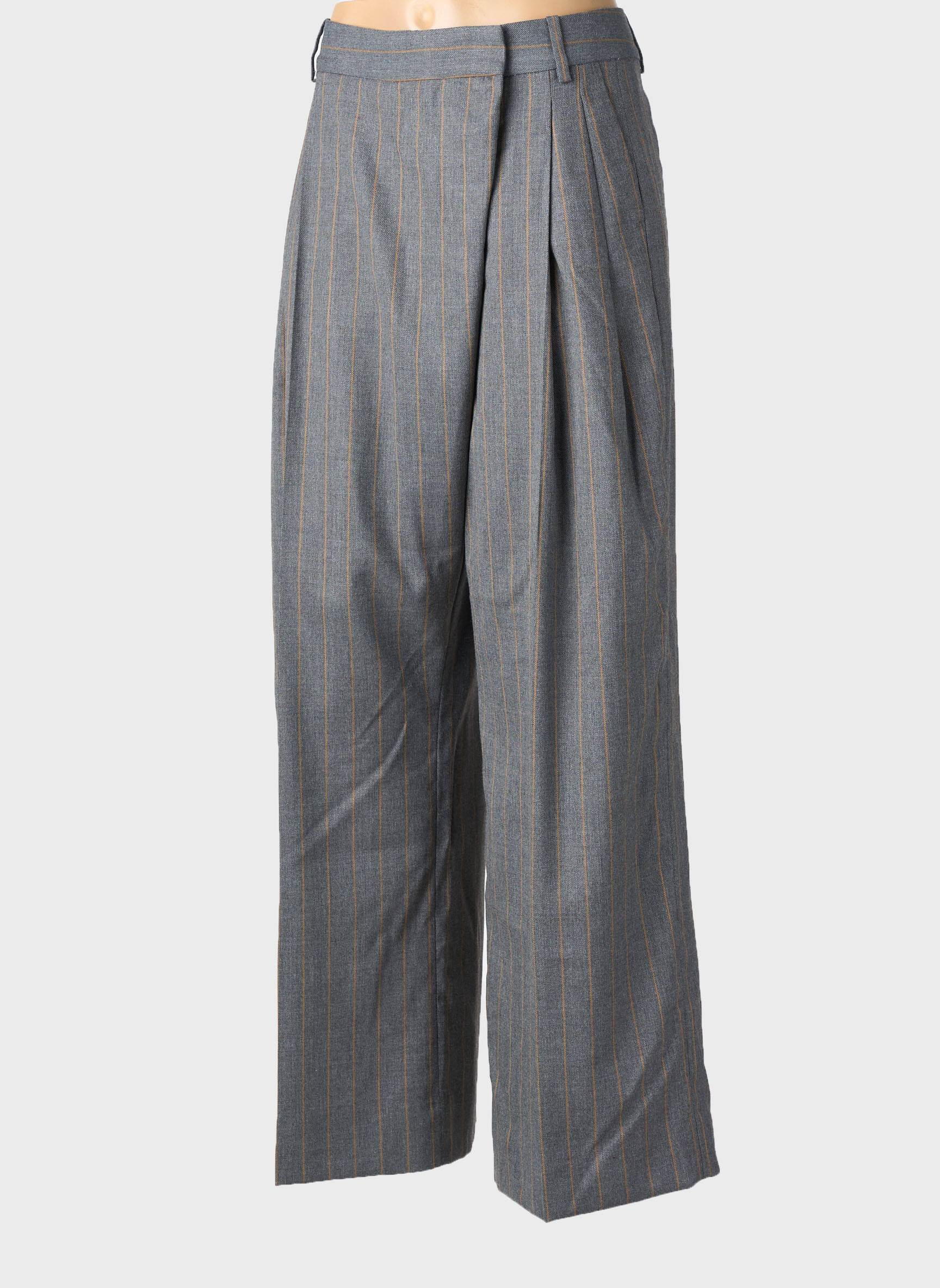 Pantalon larg închidere cu fermoar sub clapetă cu cârlig mărime normală gri GANNI femeie