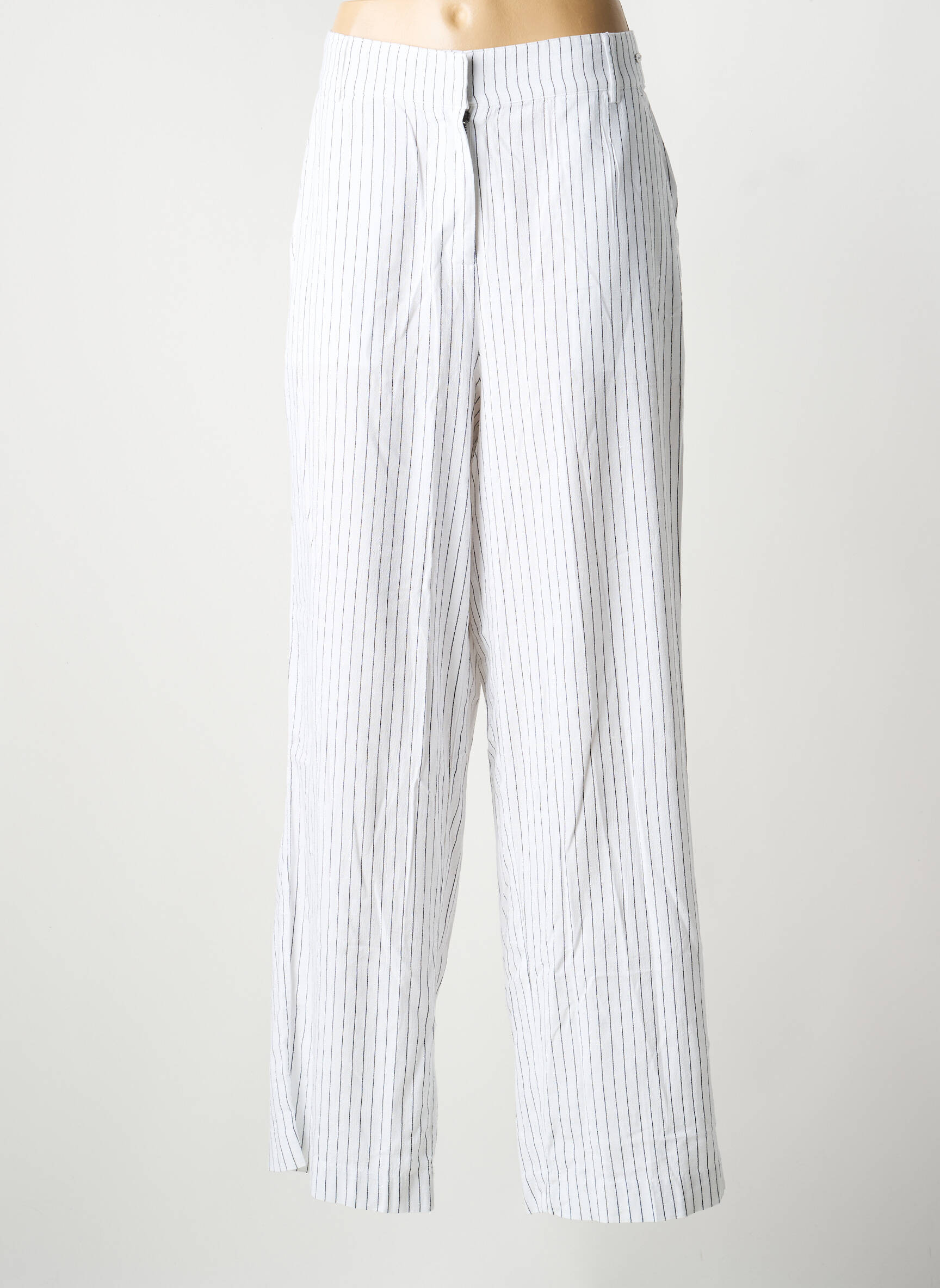 Pantalon larg țesătură crep talie înaltă alb BARBOUR femeie