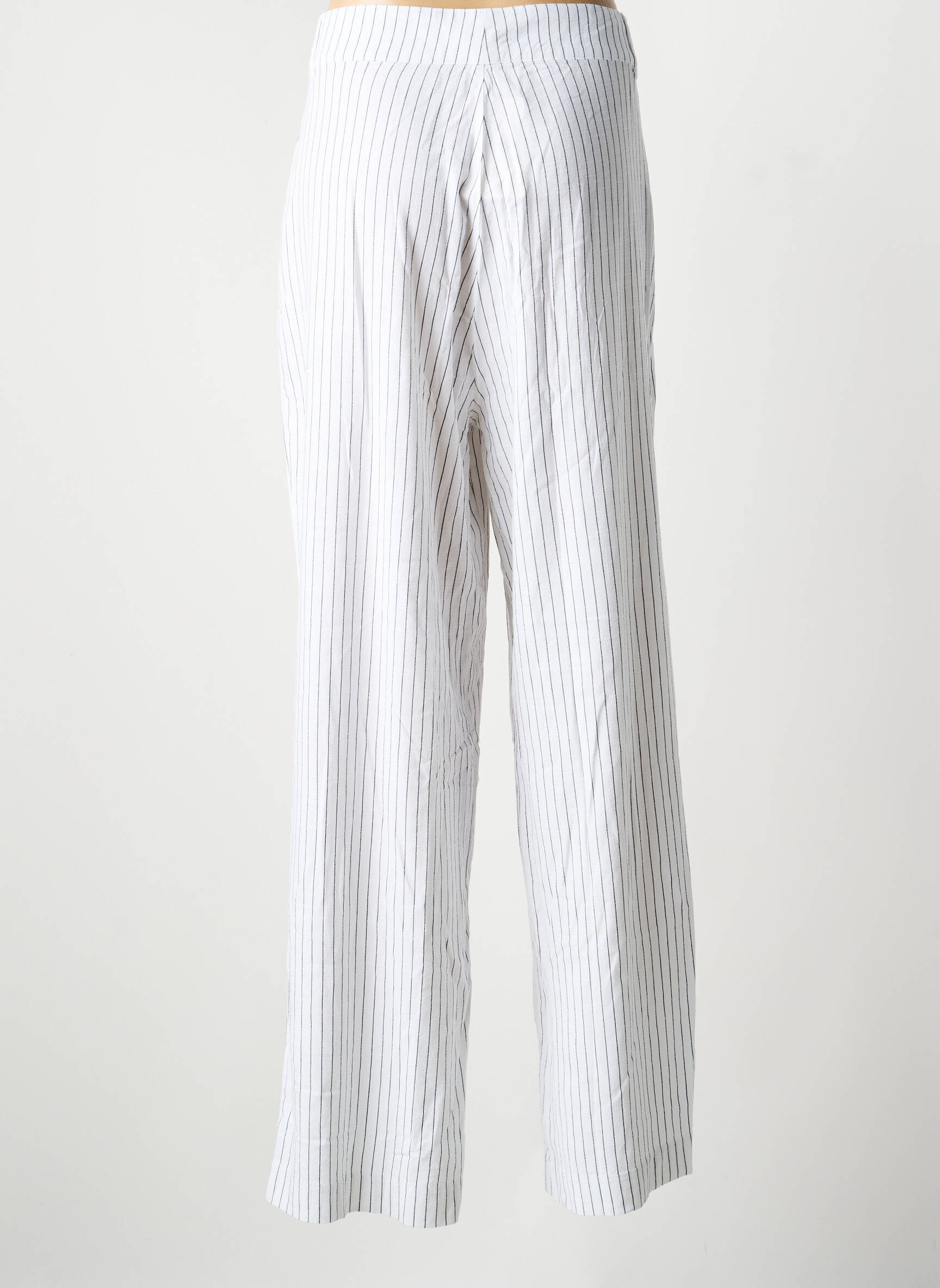 Pantalon larg țesătură crep talie înaltă alb BARBOUR femeie