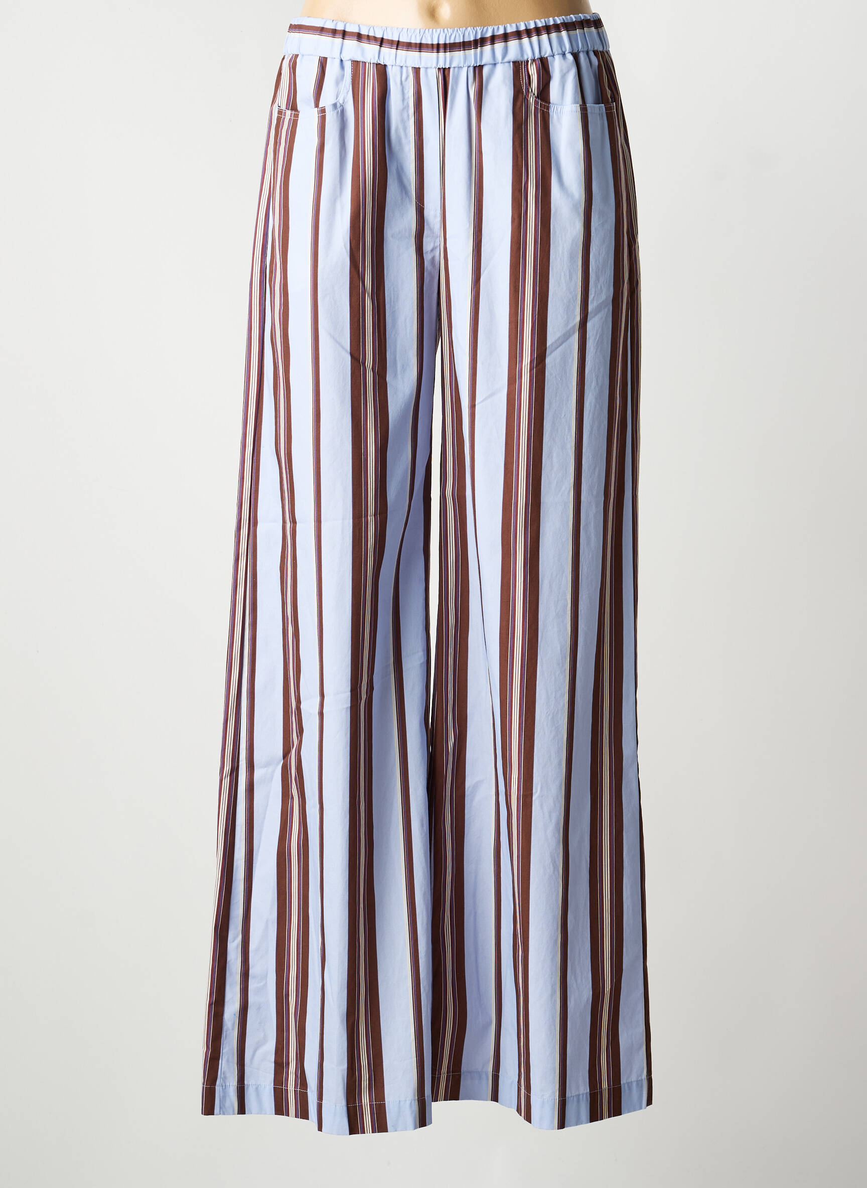 Pantalon larg țesătură poplin mărime normală violet DIEGA femeie