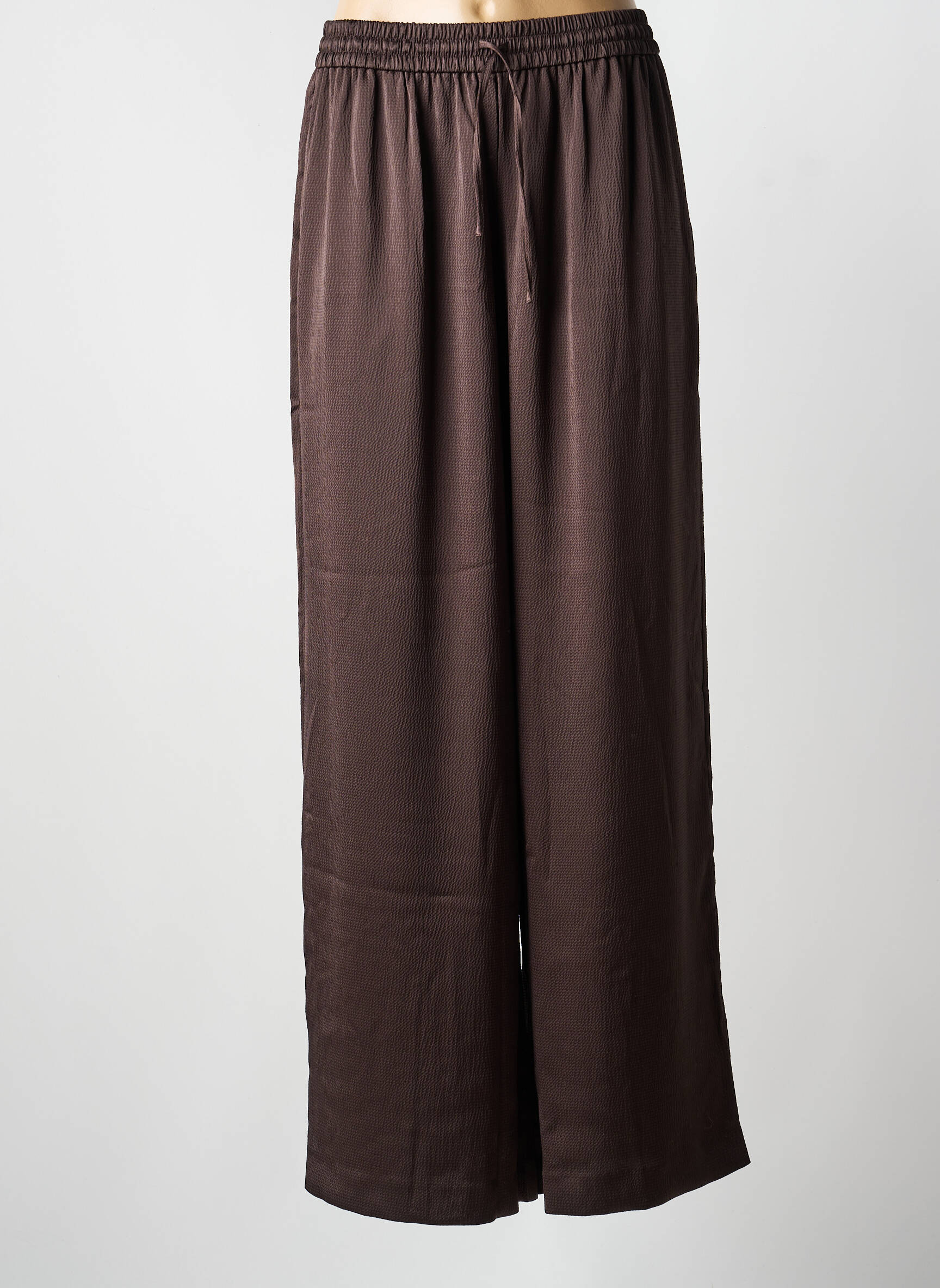 Pantalon larg țesătură crep mărime normală maro SAMSOE & SAMSOE femeie