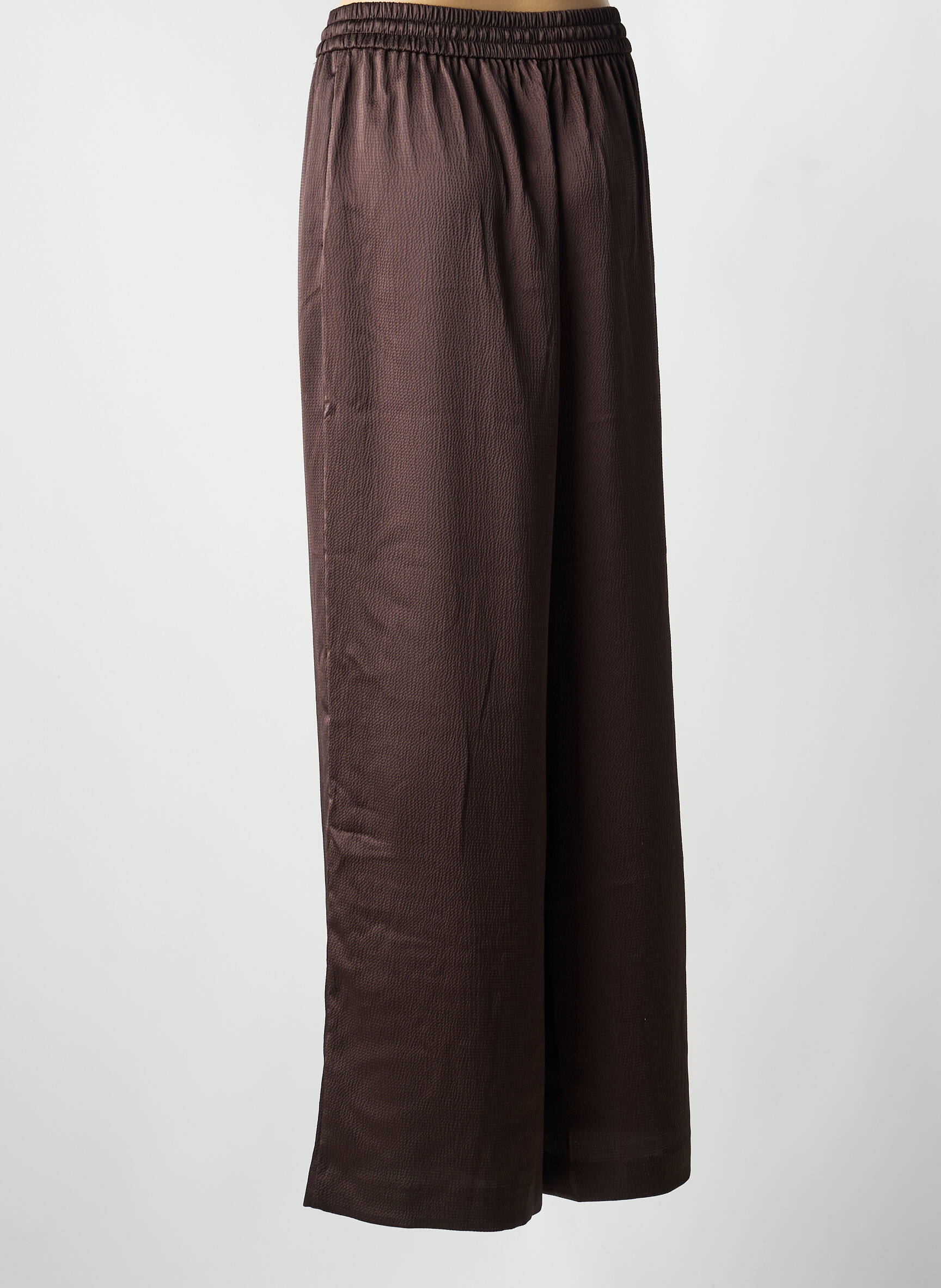 Pantalon larg țesătură crep mărime normală maro SAMSOE & SAMSOE femeie