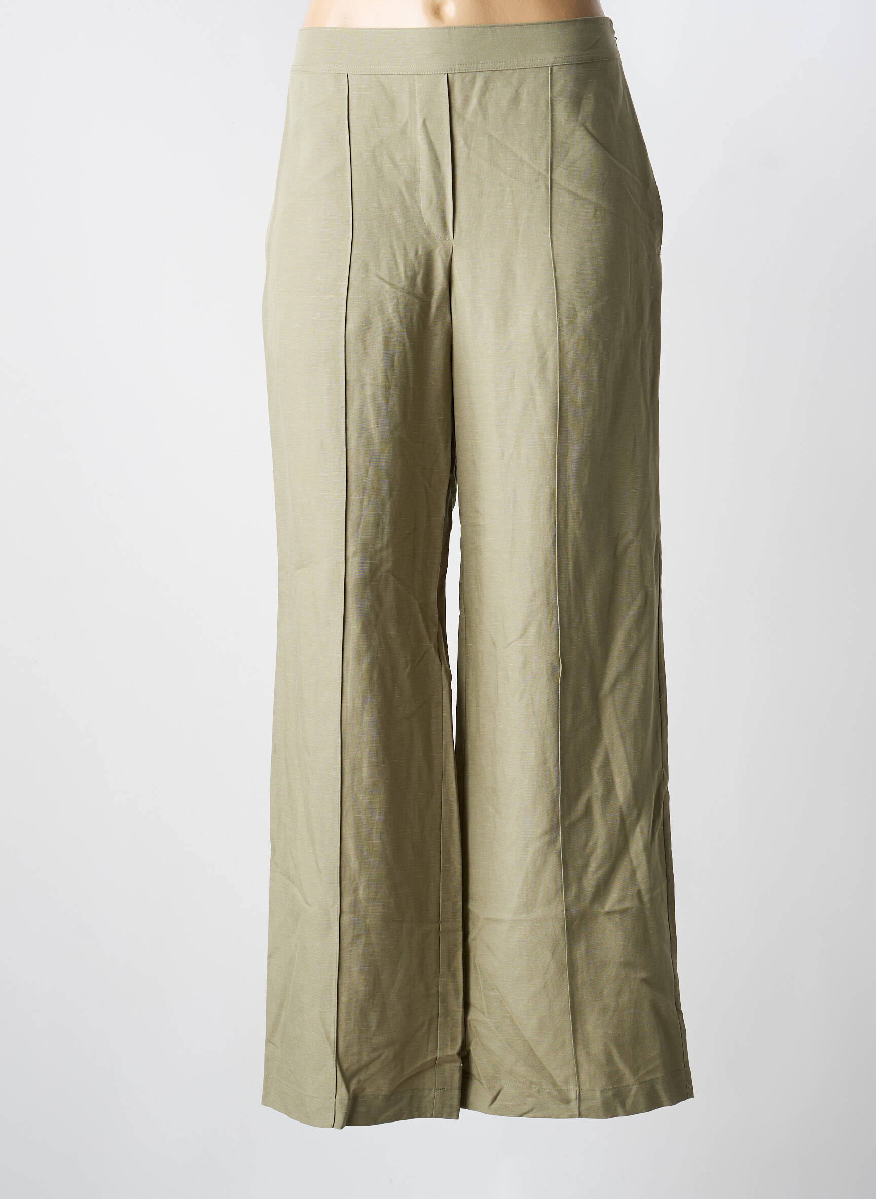 Pantalon larg închidere cu fermoar lateral talie înaltă verde SAMSOE & SAMSOE femeie