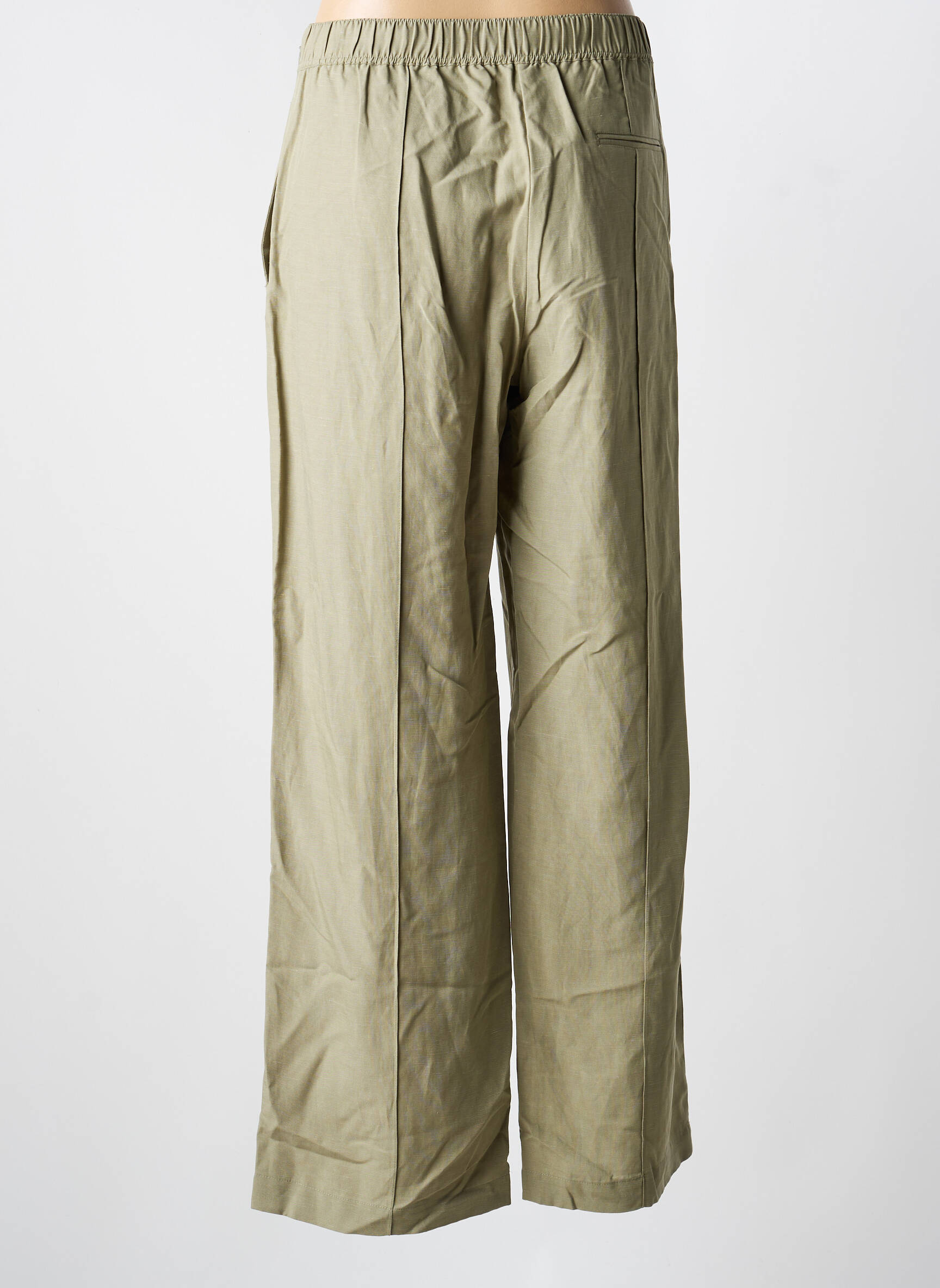 Pantalon larg închidere cu fermoar lateral talie înaltă verde SAMSOE & SAMSOE femeie