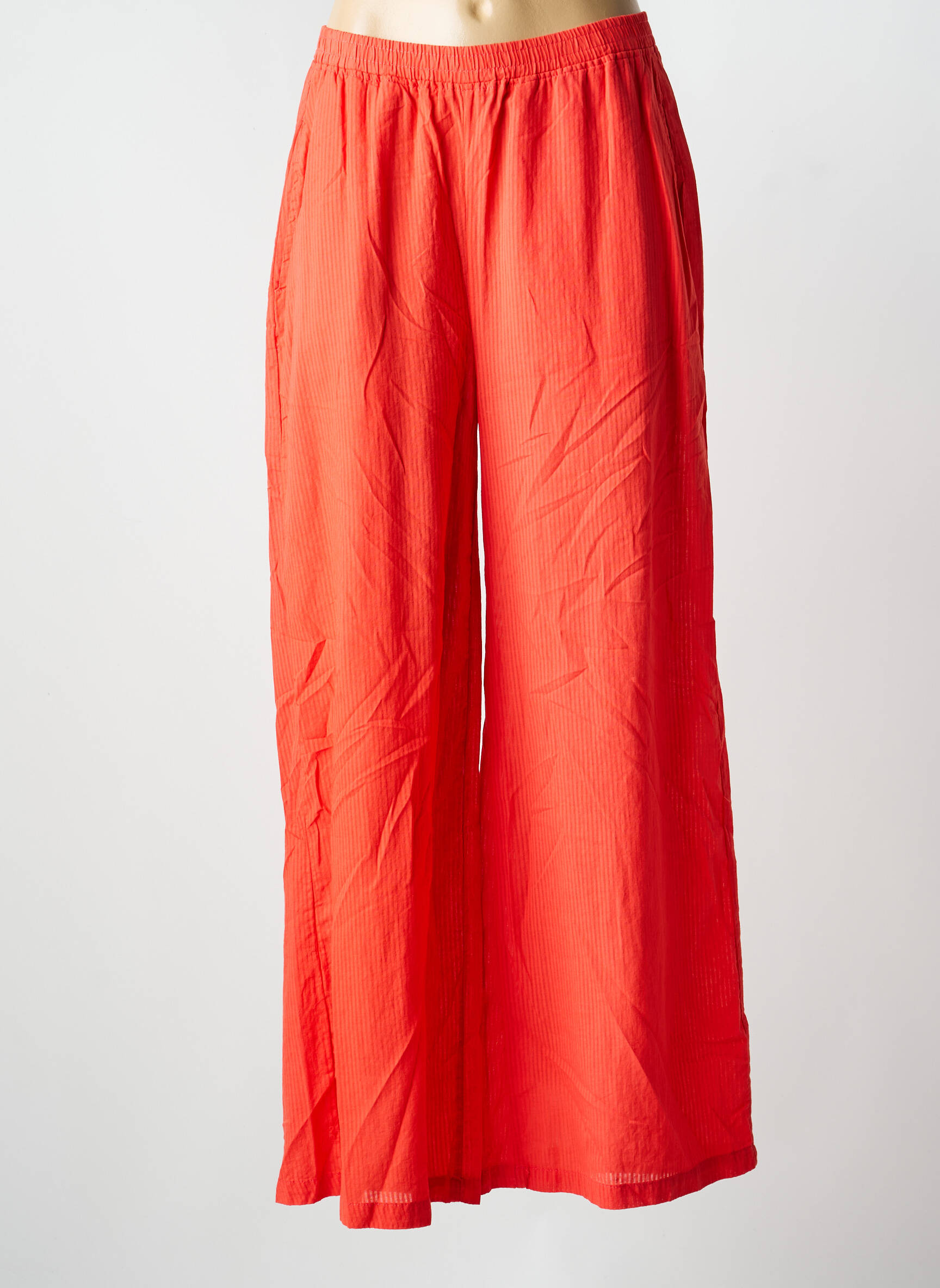 Pantalon larg țesătură poplin mărime normală portocalie MAISON SAINT JULIEN femeie