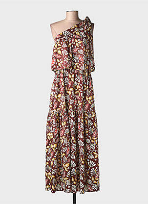 Rochie lungă imprimeu floral fără mâneci maro VANESSA BRUNO femeie