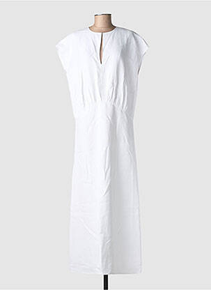 Rochie lungă țesătură poplin mâneci scurte alb SAMSOE & SAMSOE femeie