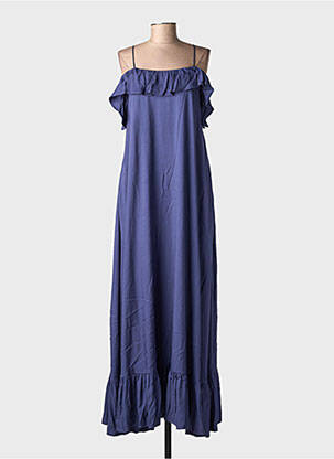 Rochie lungă țesătură poplin bretele subțiri albastru ESSENTIEL ANTWERP femeie