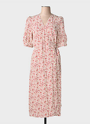 Rochie midi imprimeu floral mâneci scurte roșu ROUJE femeie