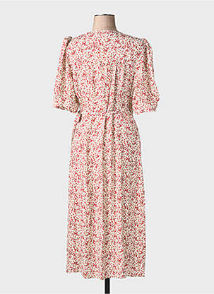 Rochie midi imprimeu floral mâneci scurte roșu ROUJE femeie