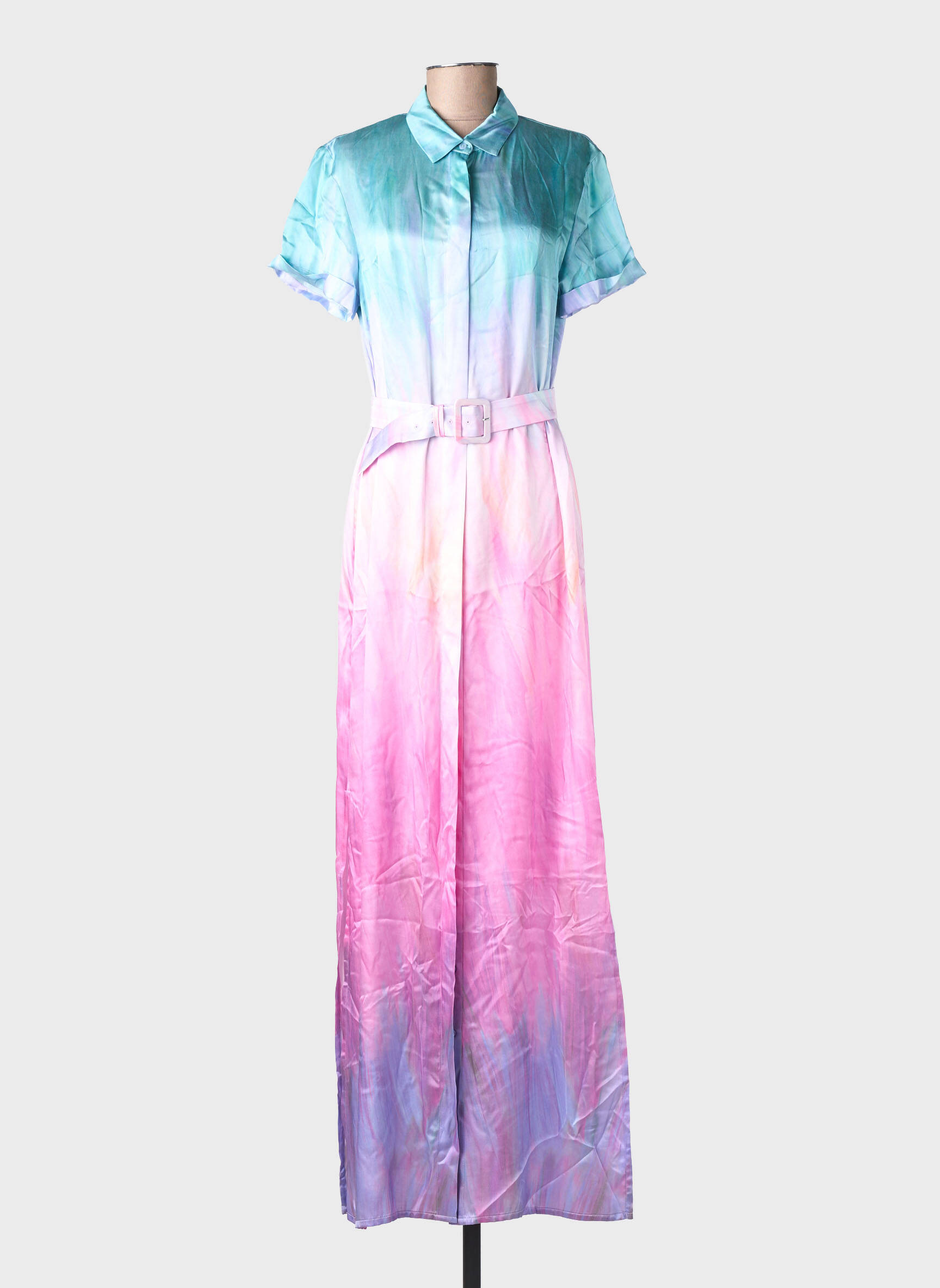 Rochie lungă mâneci scurte mâneci scurte roz DMN femeie