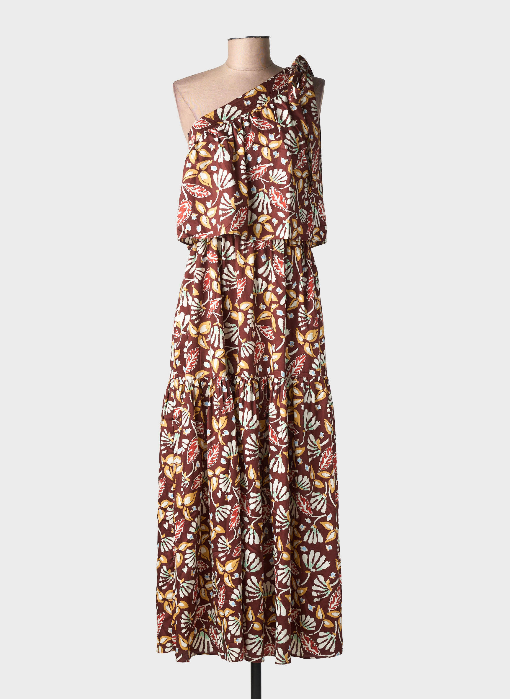 Rochie lungă imprimeu floral fără mâneci maro VANESSA BRUNO femeie