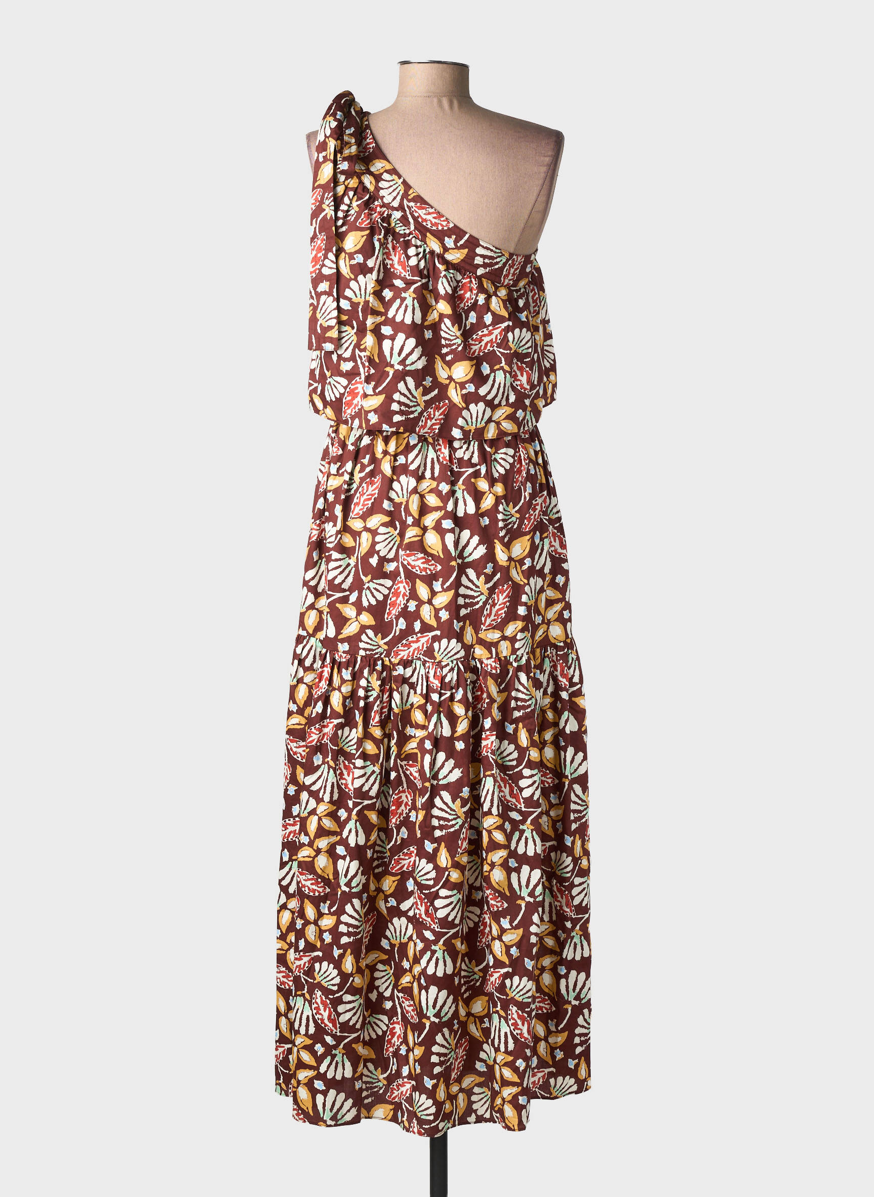 Rochie lungă imprimeu floral fără mâneci maro VANESSA BRUNO femeie