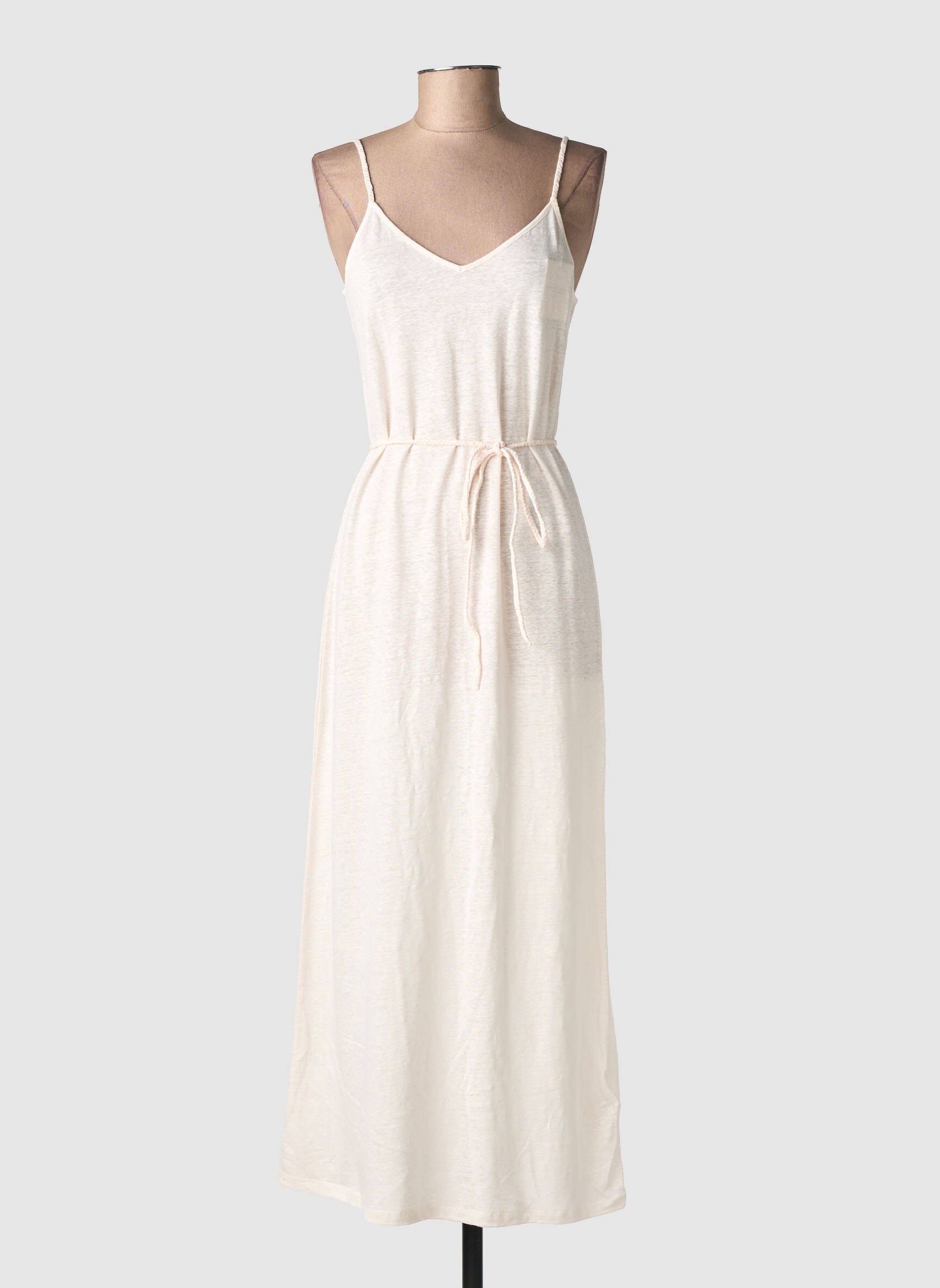 Rochie lungă croială cambrată bretele subțiri roz MAJESTIC FILATURES femeie