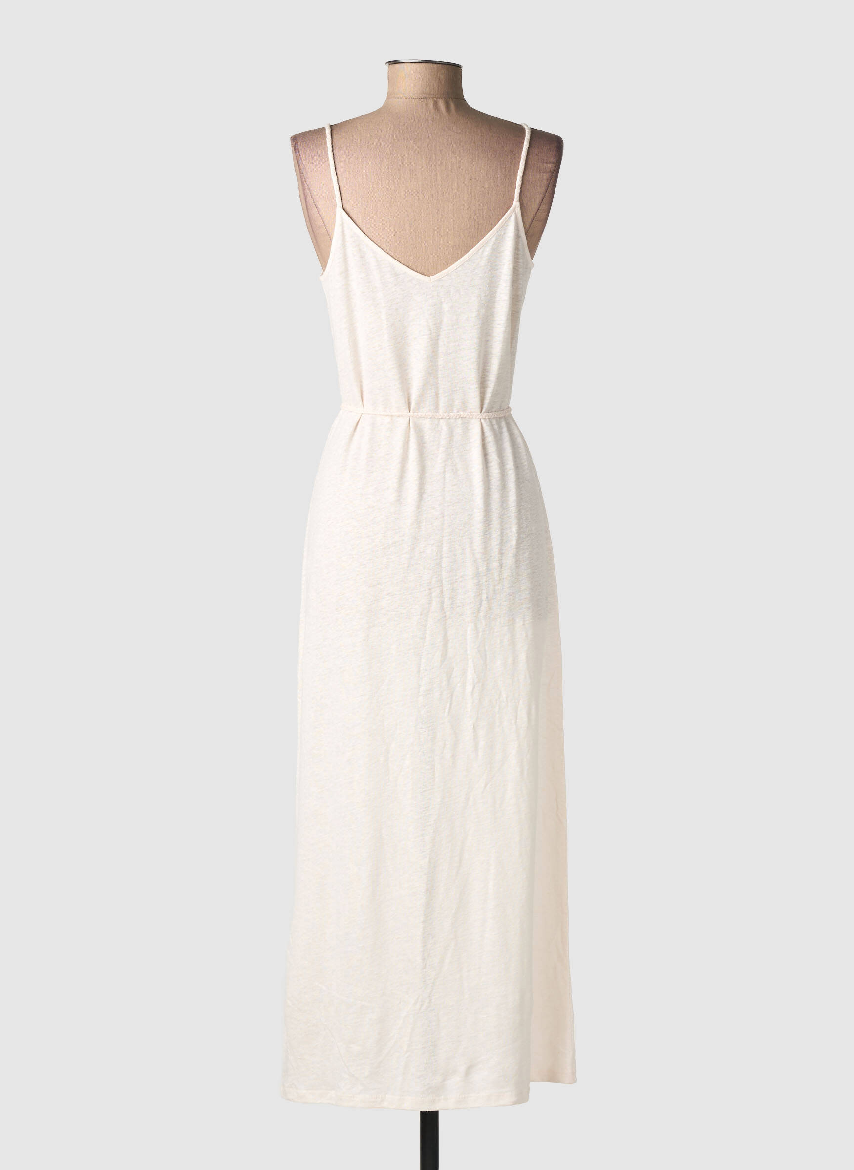 Rochie lungă croială cambrată bretele subțiri roz MAJESTIC FILATURES femeie