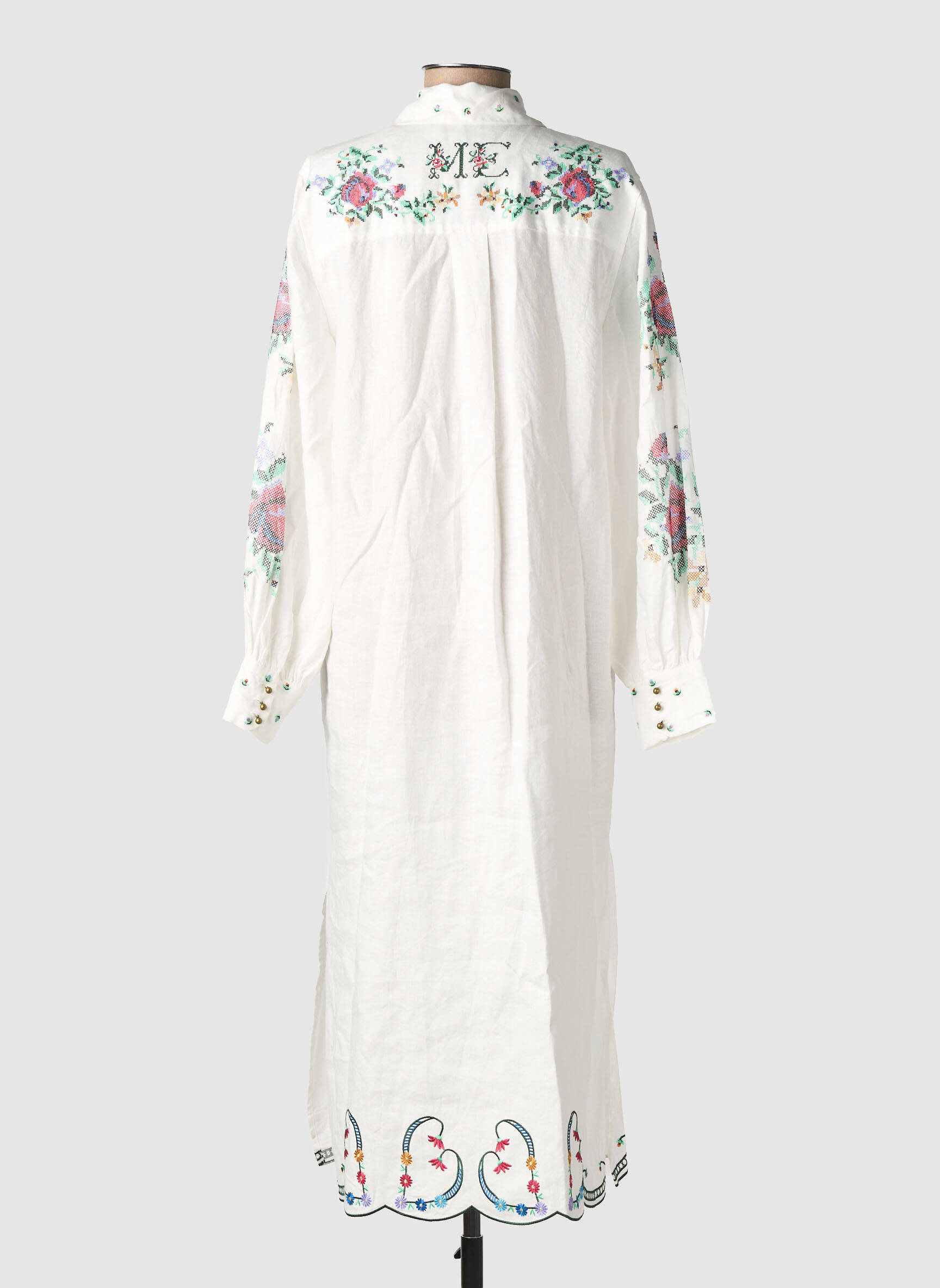 Rochie lungă mâneci lungi mâneci lungi alb ME369 femeie