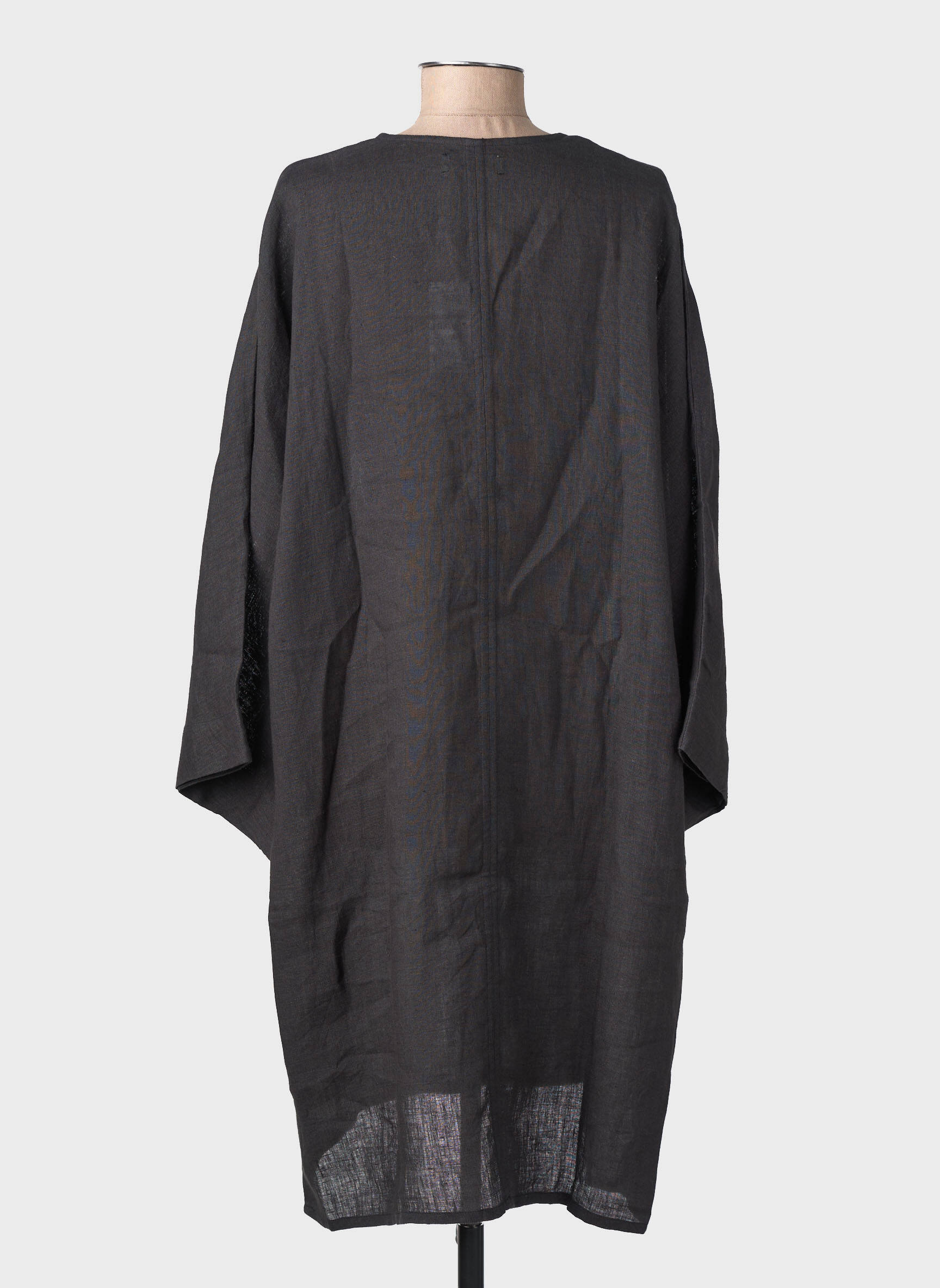 Rochie midi mâneci 3/4 mâneci 3/4 gri ANNE MI femeie