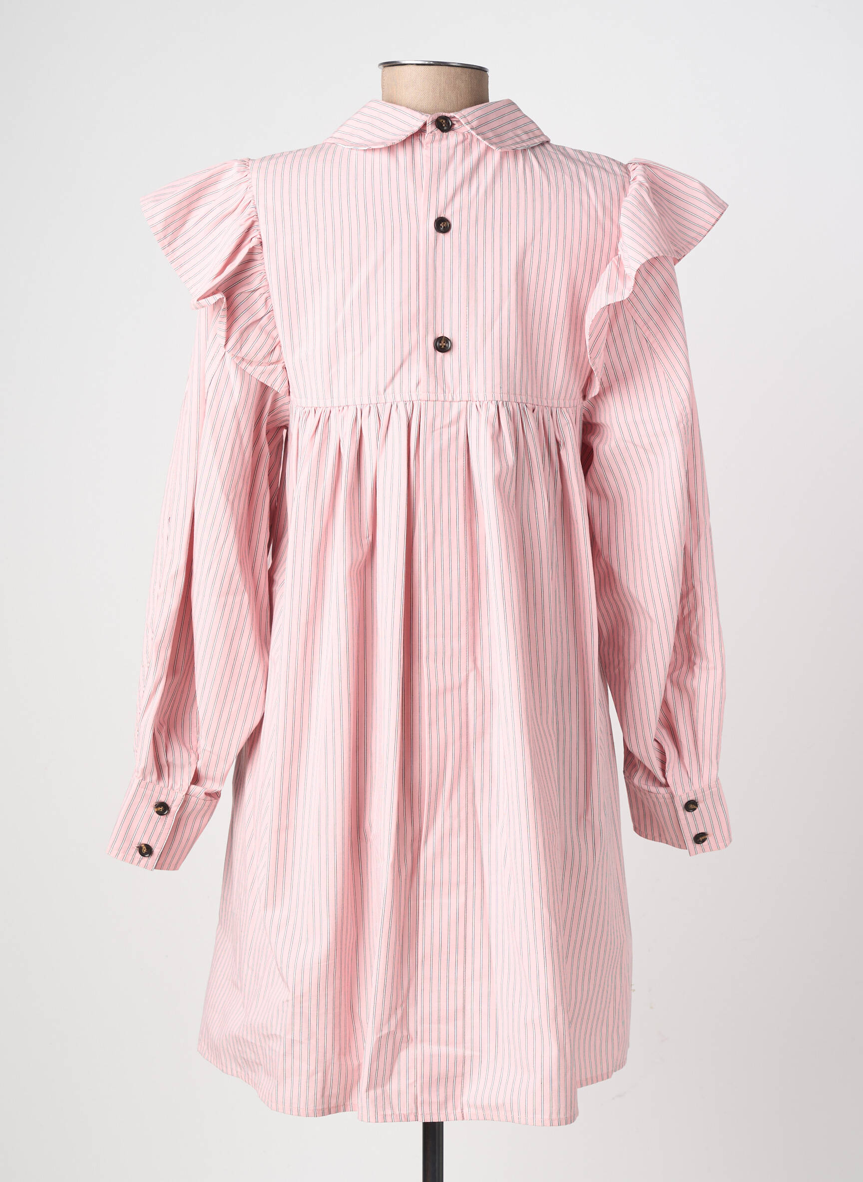 Rochie scurtă croială evazată mâneci lungi roz GANNI femeie