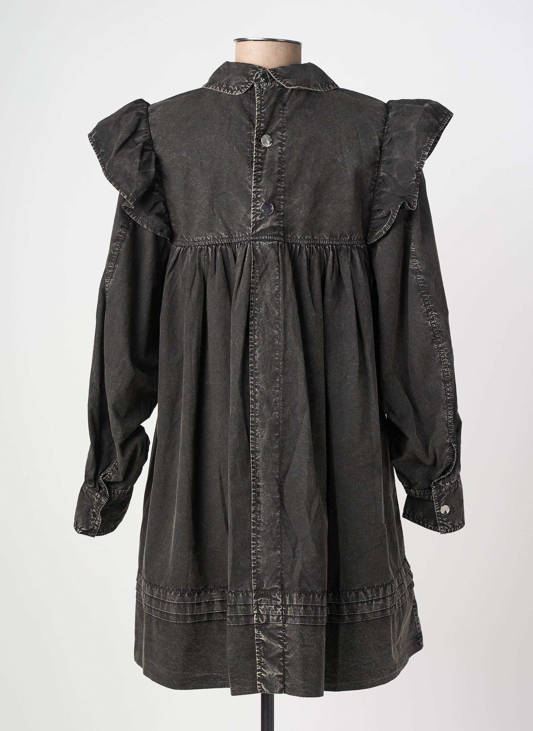 Rochie scurtă croială evazată mâneci lungi negru GANNI femeie