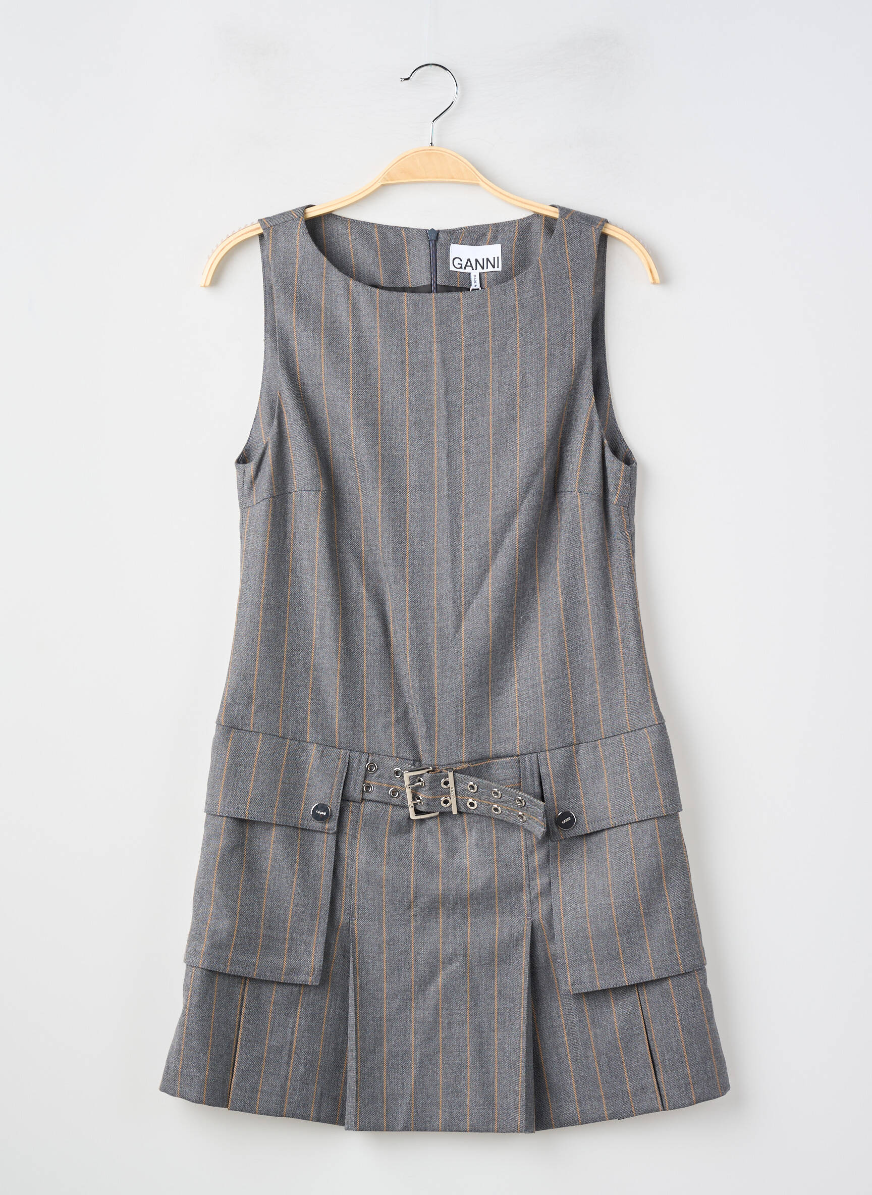 Rochie scurtă fără mâneci fără mâneci gri GANNI femeie